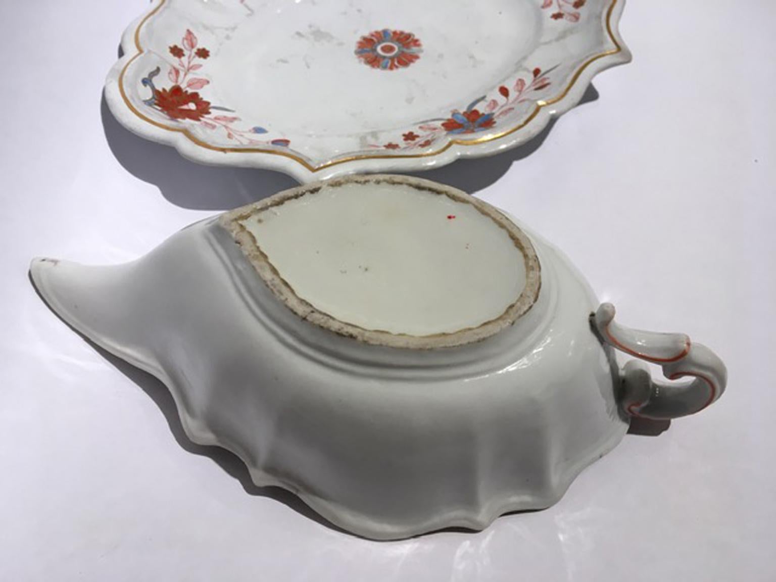 Italian Italy Richard Ginori 18th Century Porcelain Sauce Terrin Floral Drawings For Sale