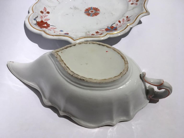 Italian Italy Doccia Richard Ginori 18th Century Porcelain Sauce Terrin Floral Drawings For Sale