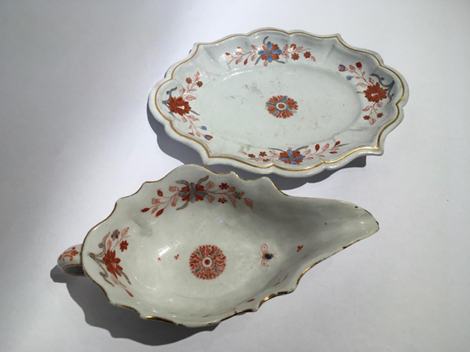 Hand-Crafted Italy Richard Ginori 18th Century Porcelain Sauce Terrin Floral Drawings For Sale