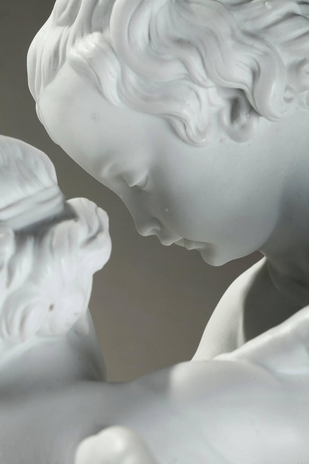 Doccia Bisque Porcelain Group Two Cupids Fighting over a Heart after Falconet 2