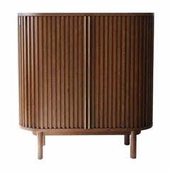DOCIA Cocktail / Liquor / Bar Cabinet, Oak, Slatted Body