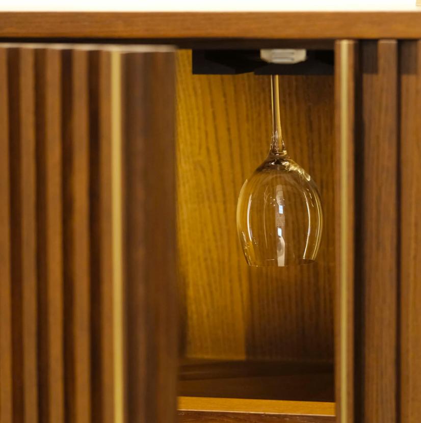 Arts and Crafts DOCIA Cocktail / Liquor / Bar Cabinet, Oak, Slatted Body For Sale