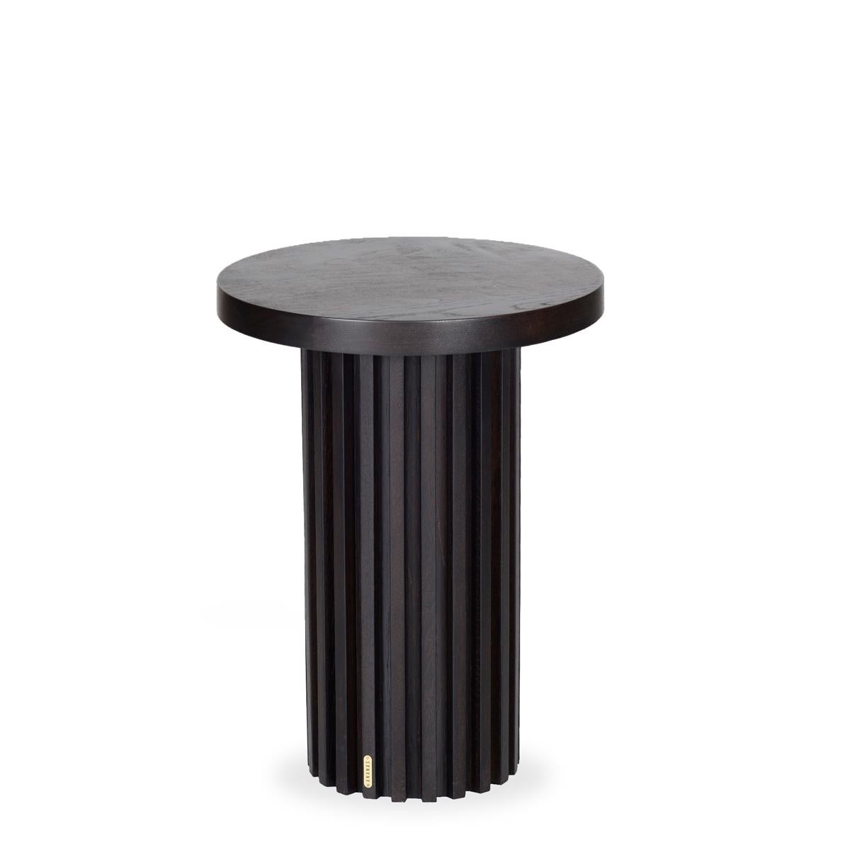 Modern DOCIA Solid Oak Round Slatted Coffee/Side Table For Sale