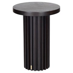 DOCIA Solid Oak Round Slatted Coffee/Side Table