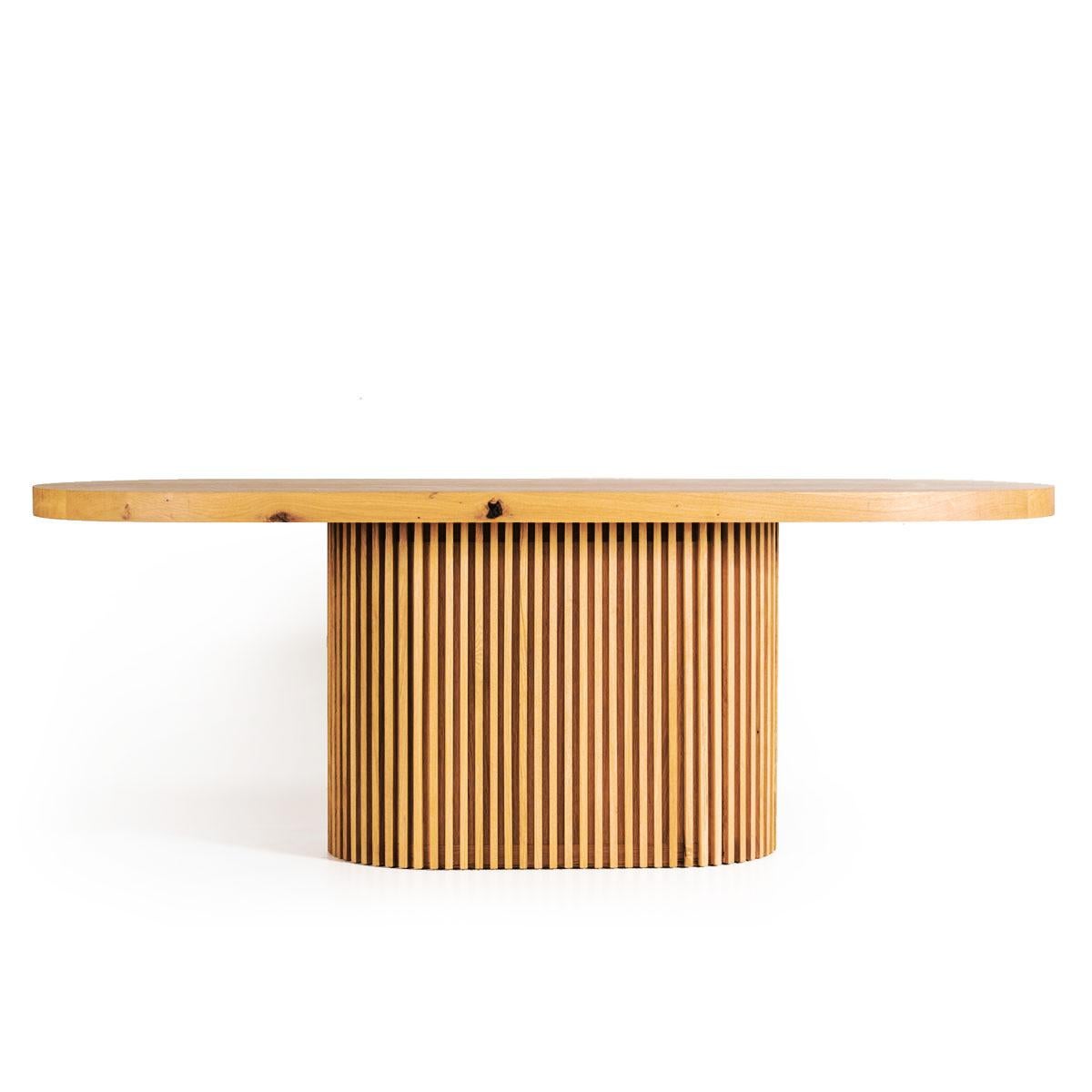 Turkish  DOCIA Table Oak, Oval Top, Slatted, Beige For Sale