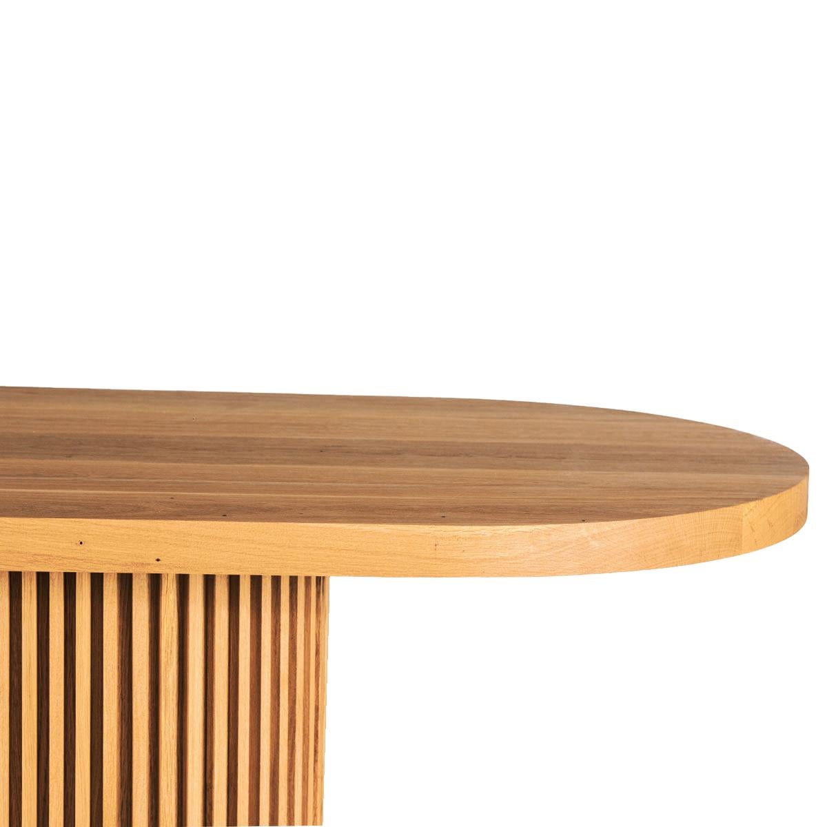 Dyed  DOCIA Table Oak, Oval Top, Slatted, Beige For Sale