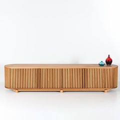 DOCIA TV Unit Oak, Slatted, Beige