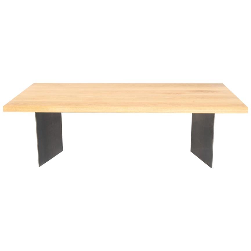 Dock Coffee Table - White Oak with Folded Steel Base For Sale