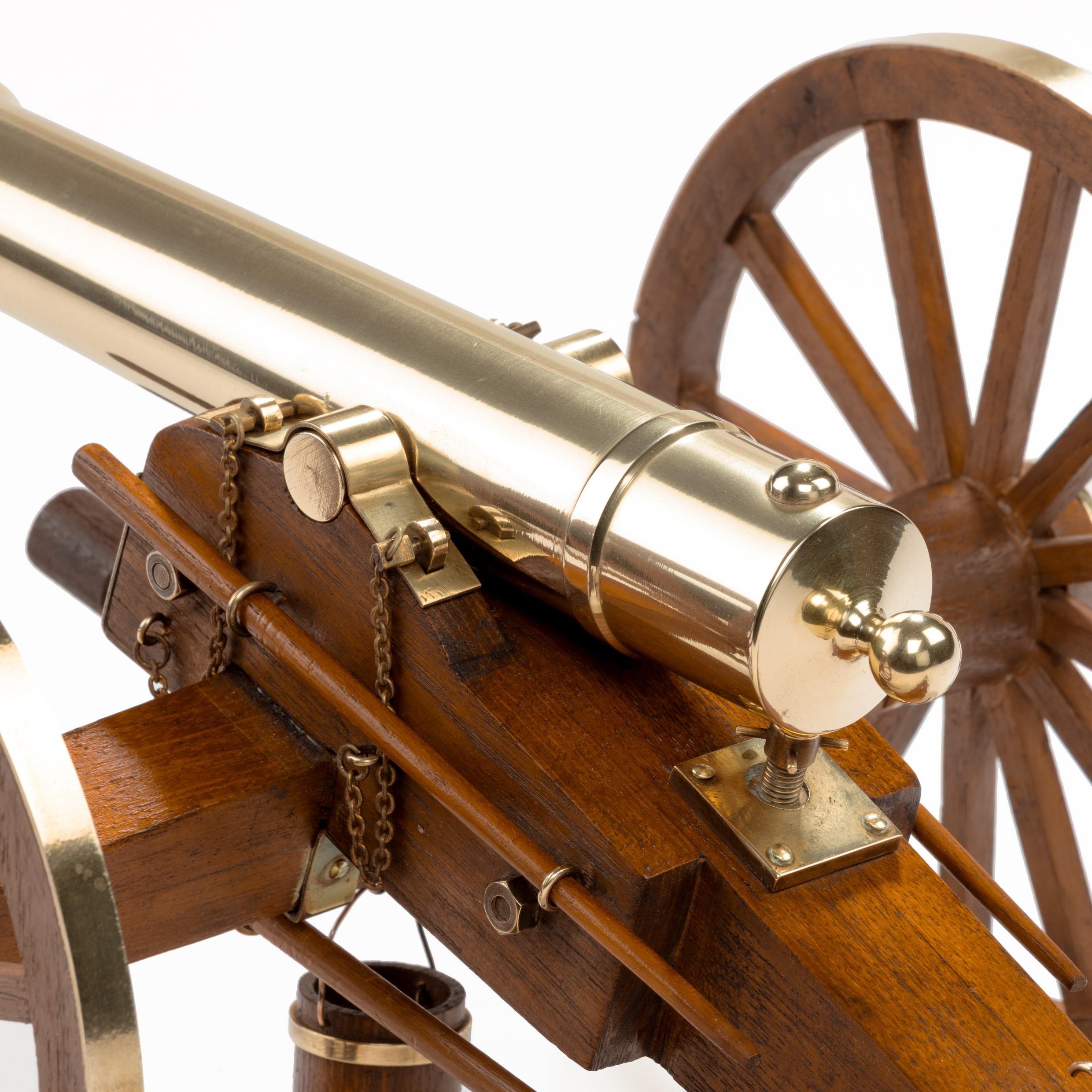 Dockyard Built Teak and Brass Field Cannon, 1930 In Good Condition In Lymington, Hampshire
