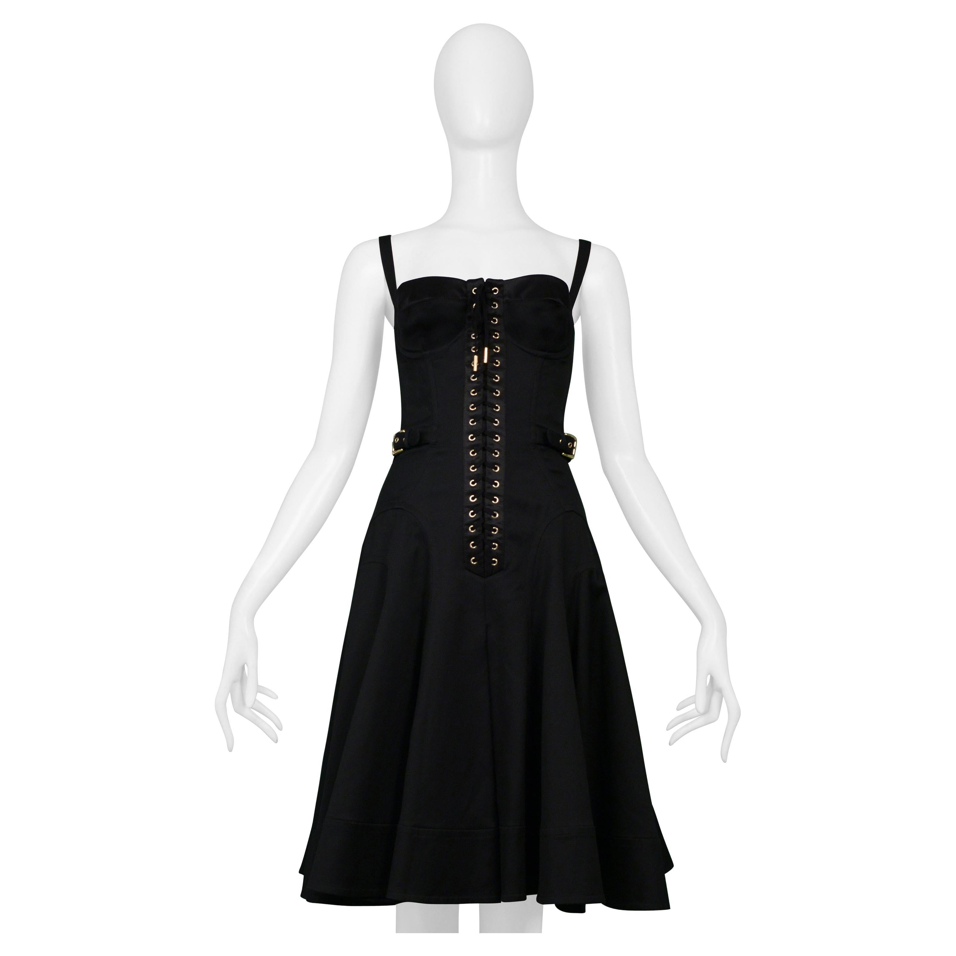 Docle & Gabbana Black Corset Dress With Buckles For Sale