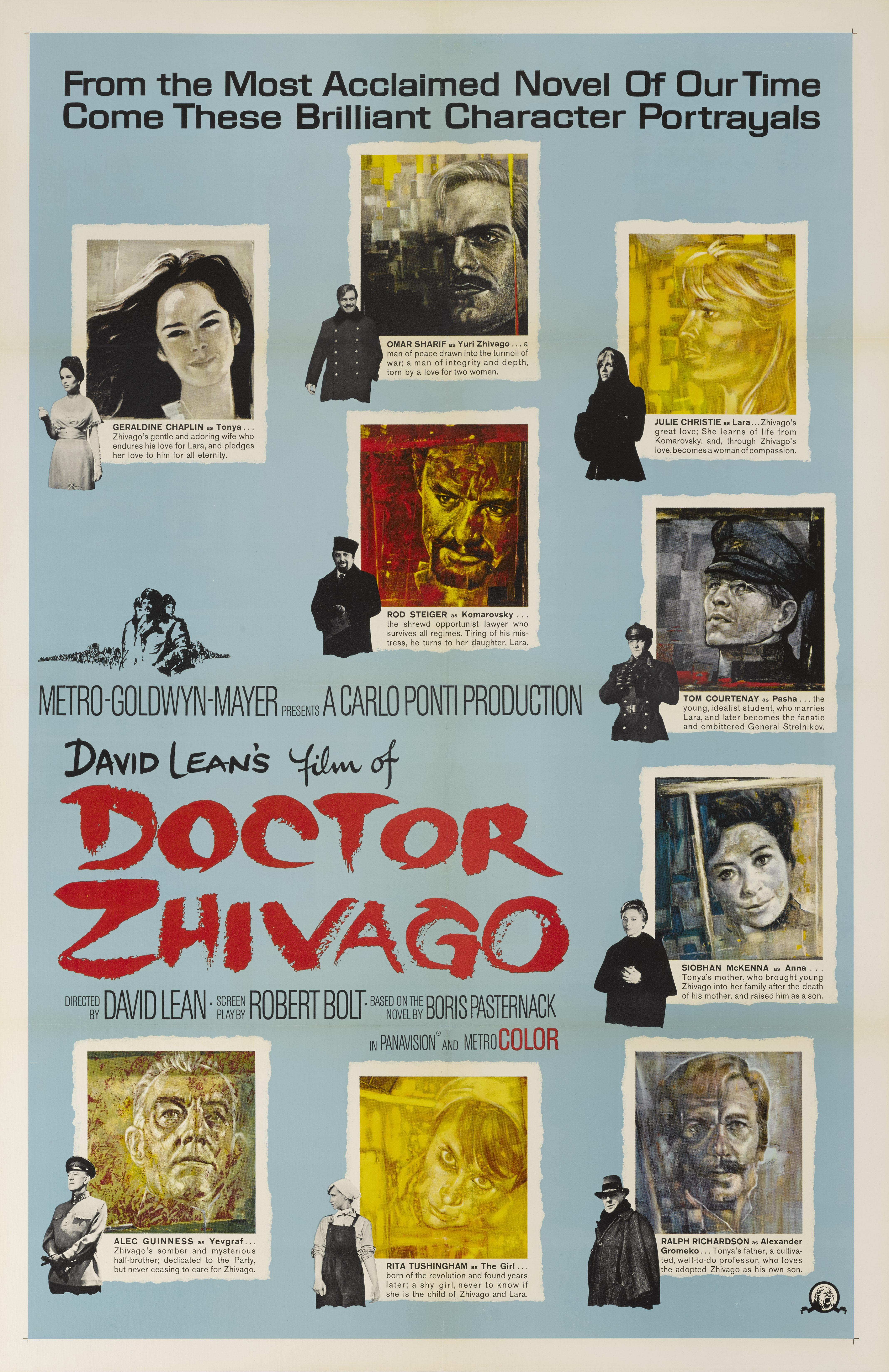 Original US Style Roadshow, style C film poster for the 1965 war epic Doctor Zhivago.
This film was directed David Lean and starred Omar Sharif, Julie Christie and Alec Guinness. This poster featuring art by Maciek Piotrowski (1907–1992)
This poster