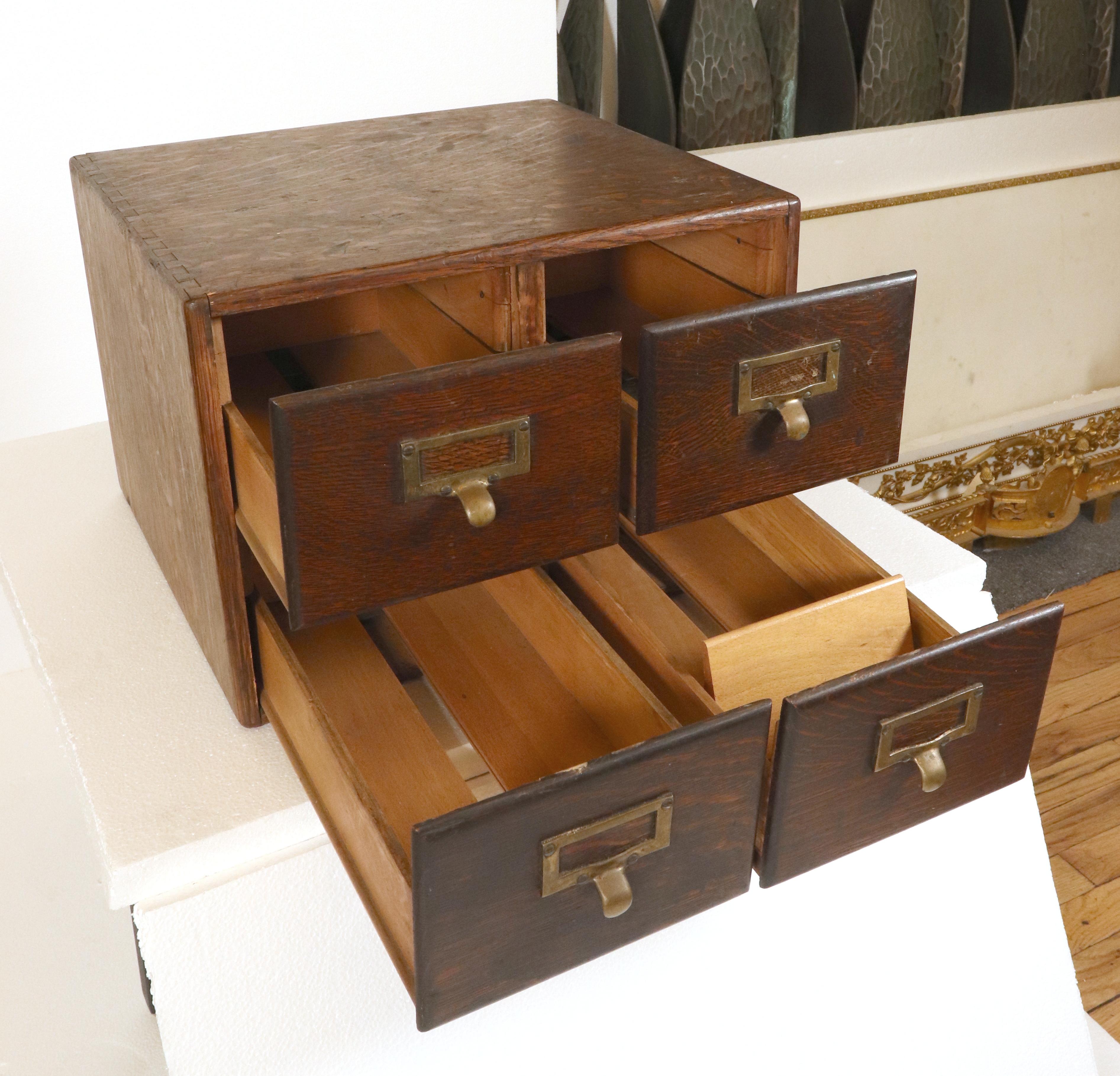 Doctor's Record Co. Oak 4 Drawer Tabletop Card Catalog 3