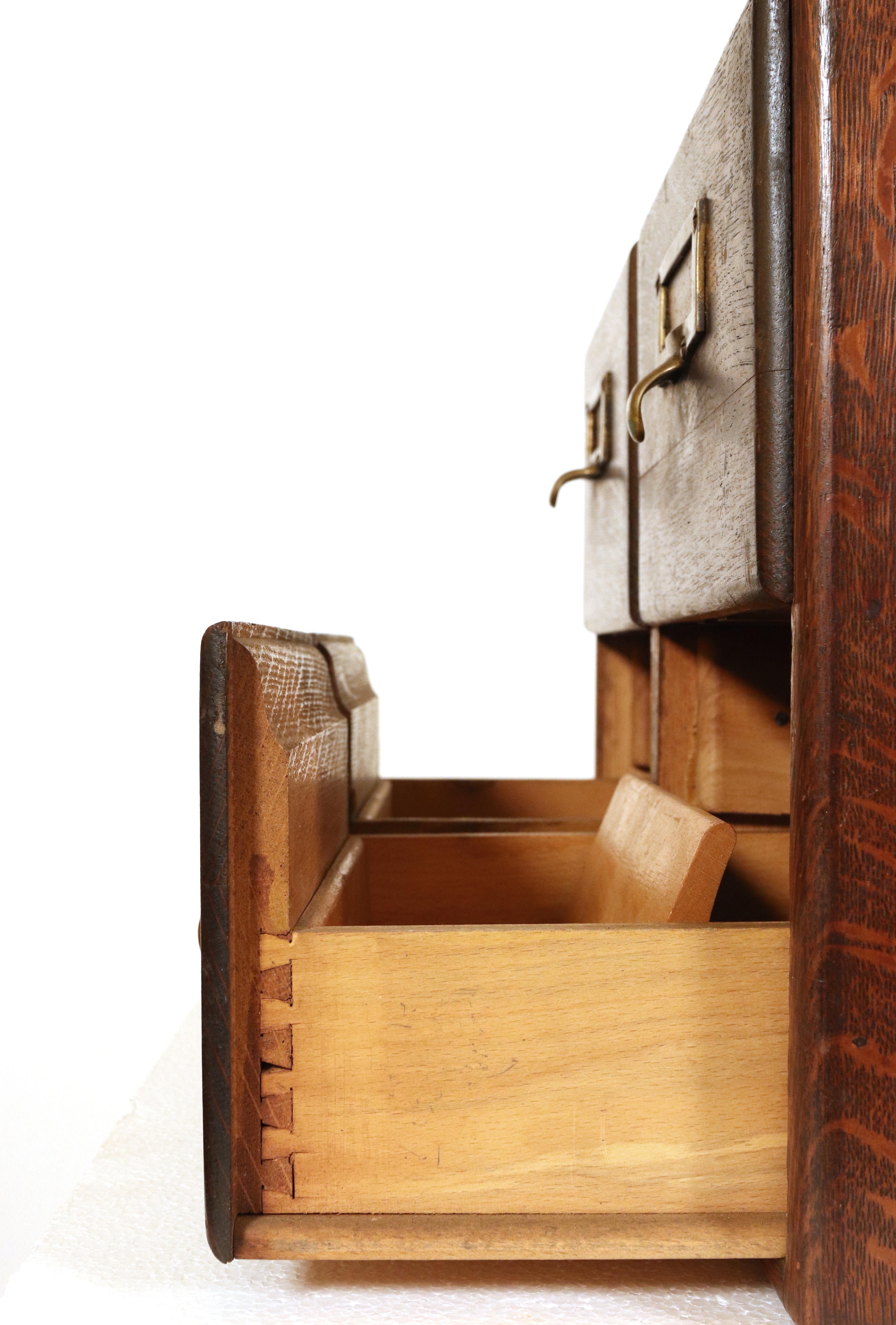 Doctor's Record Co. Oak 4 Drawer Tabletop Card Catalog 6