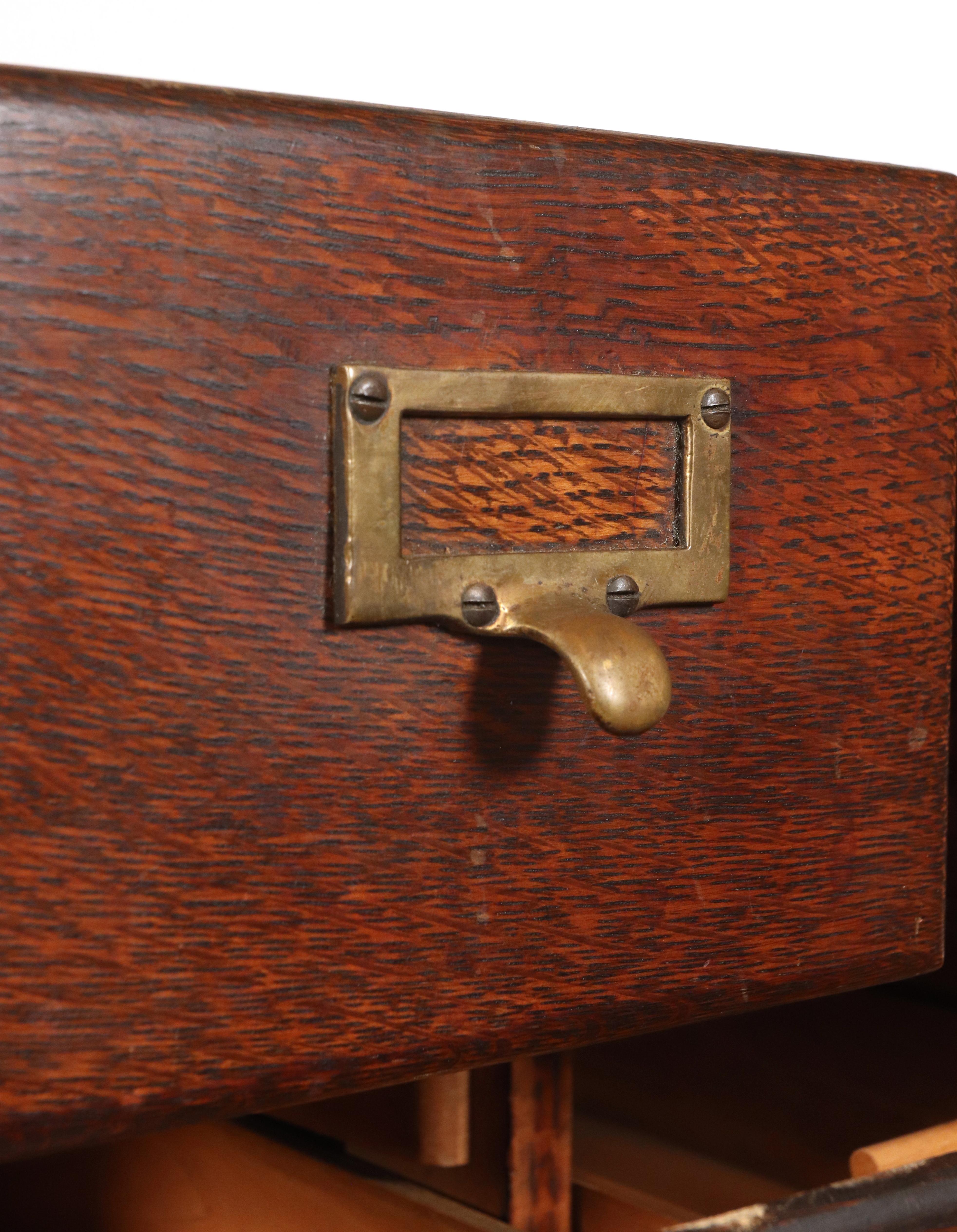 Doctor's Record Co. Oak 4 Drawer Tabletop Card Catalog 7