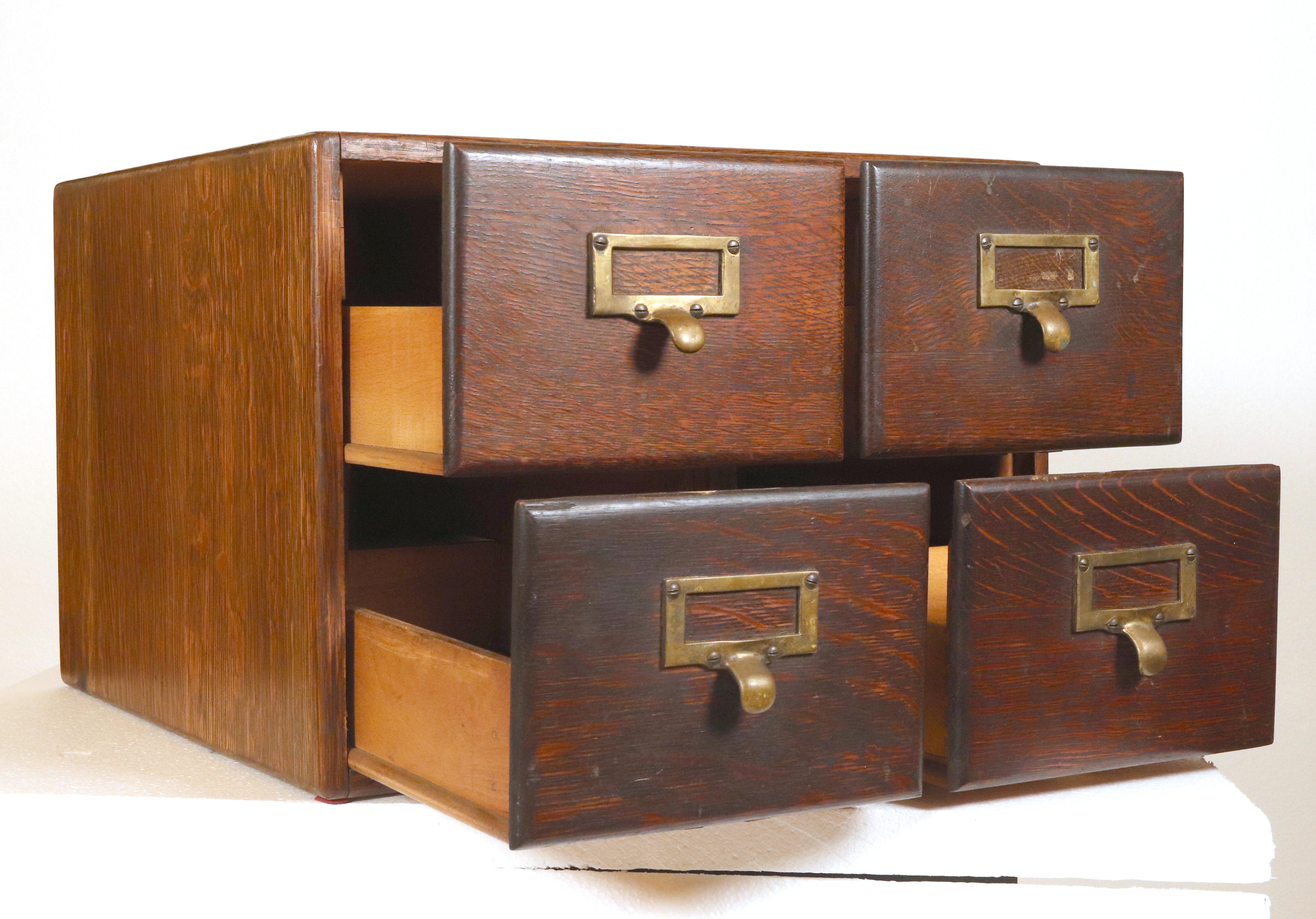 Doctor's Record Co. Oak 4 Drawer Tabletop Card Catalog 1
