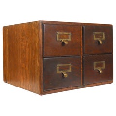 Antique Doctor's Record Co. Oak 4 Drawer Tabletop Card Catalog