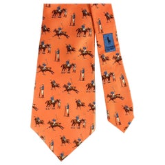 DOCUMENT Orange base with Horses Silk Tie