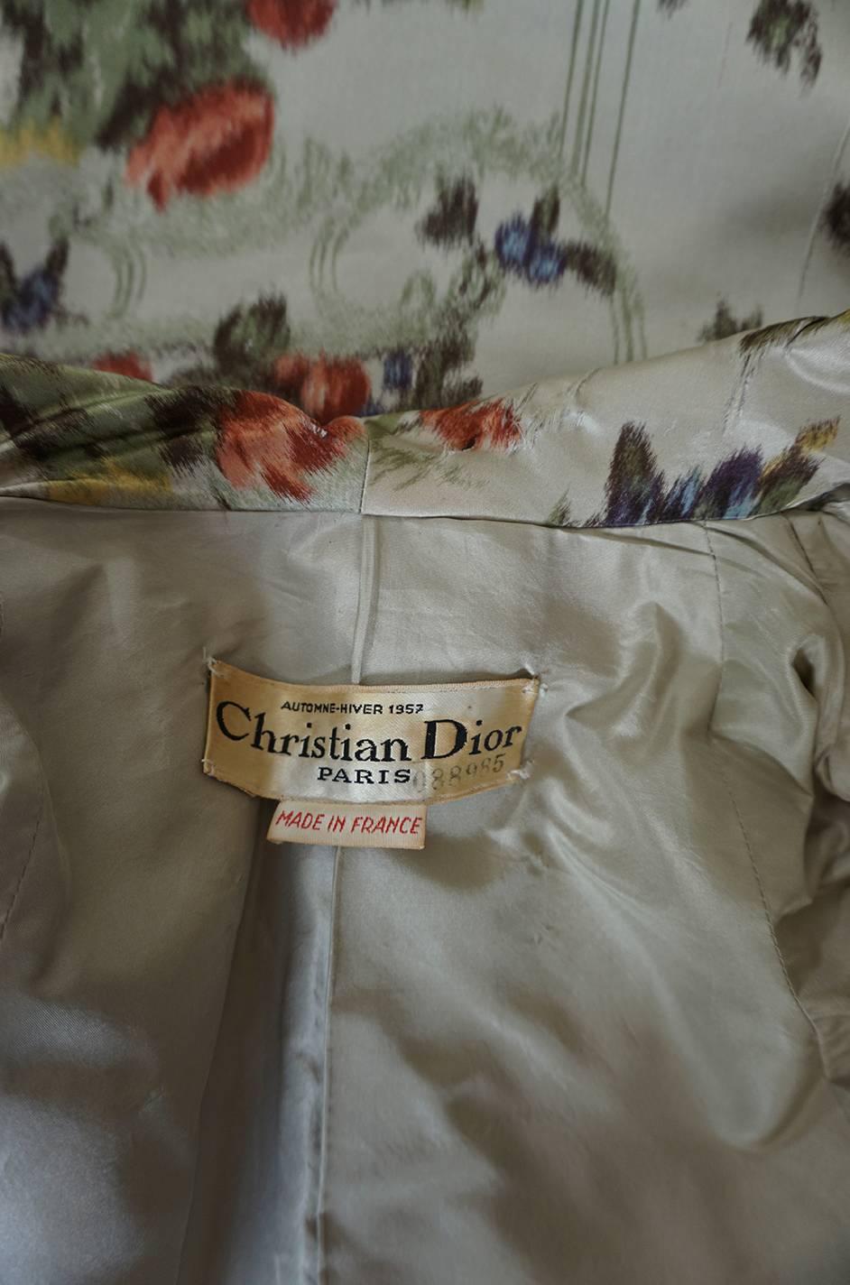 Documented 1957 Christian Dior Haute Couture Silk Monkey Print Coat 6