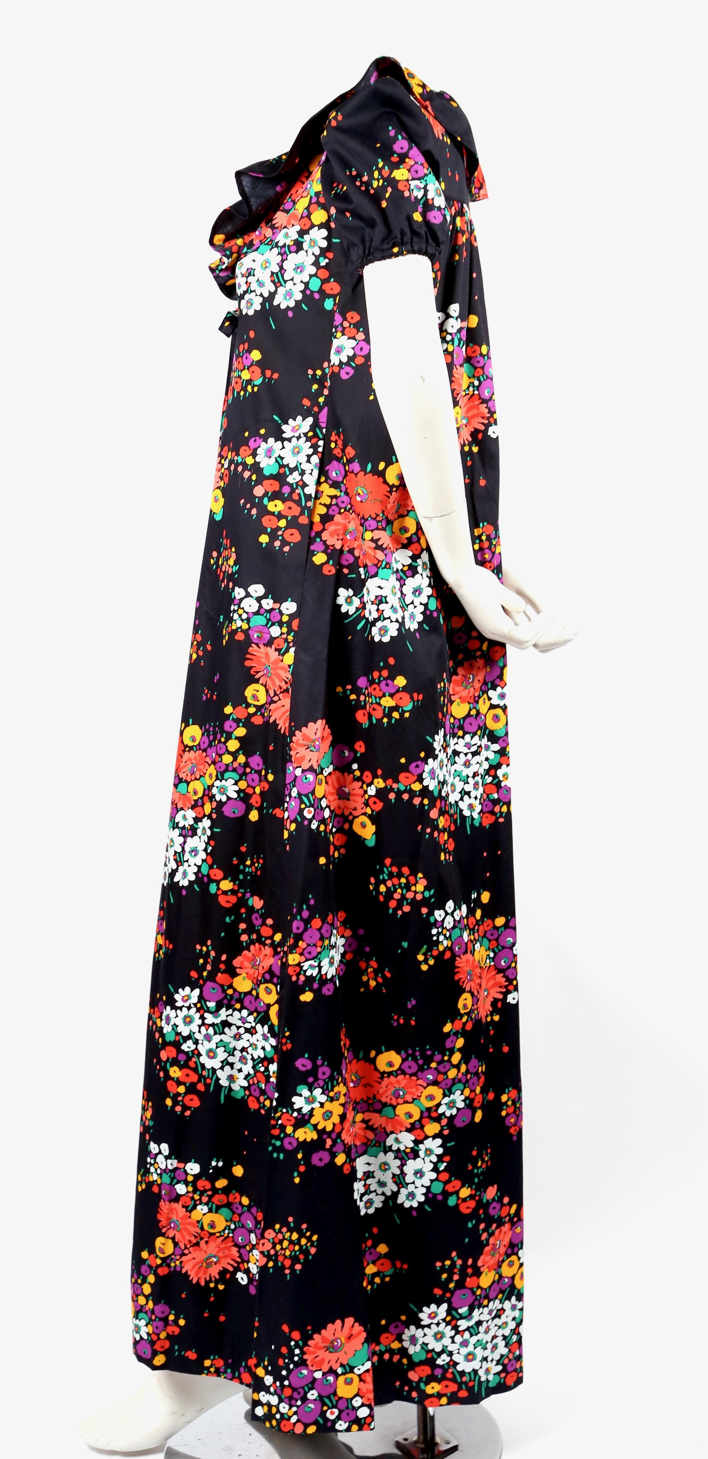 Black documented 1974 YVES SAINT LAURENT rive gauche floral maxi dress