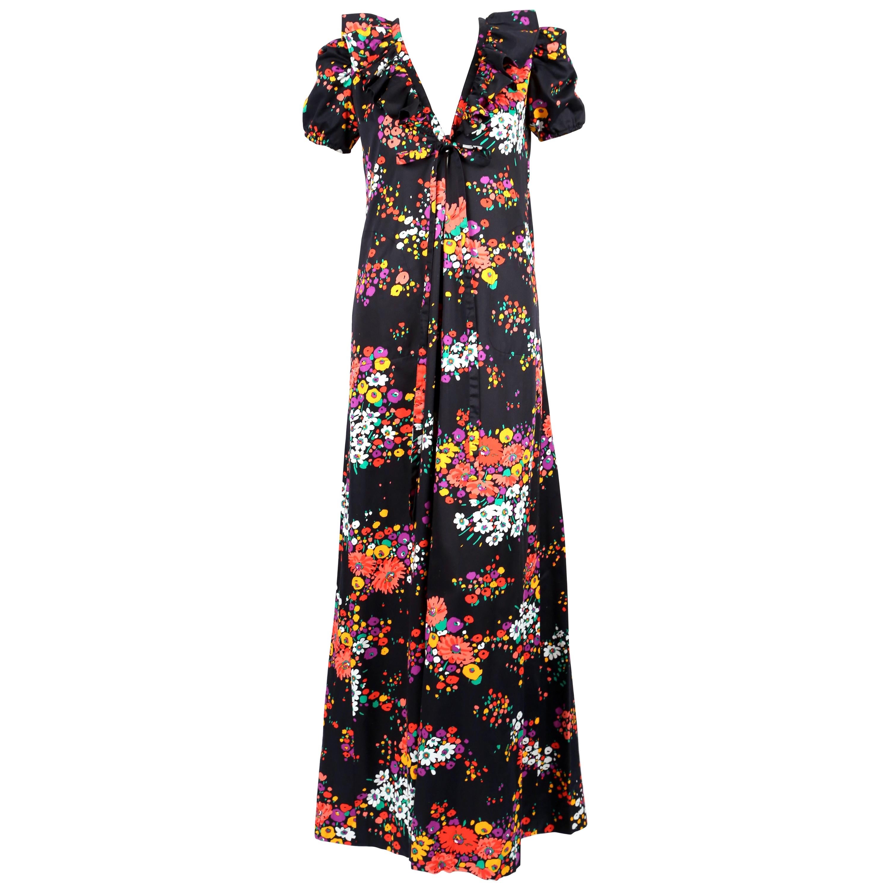 documented 1974 YVES SAINT LAURENT rive gauche floral maxi dress