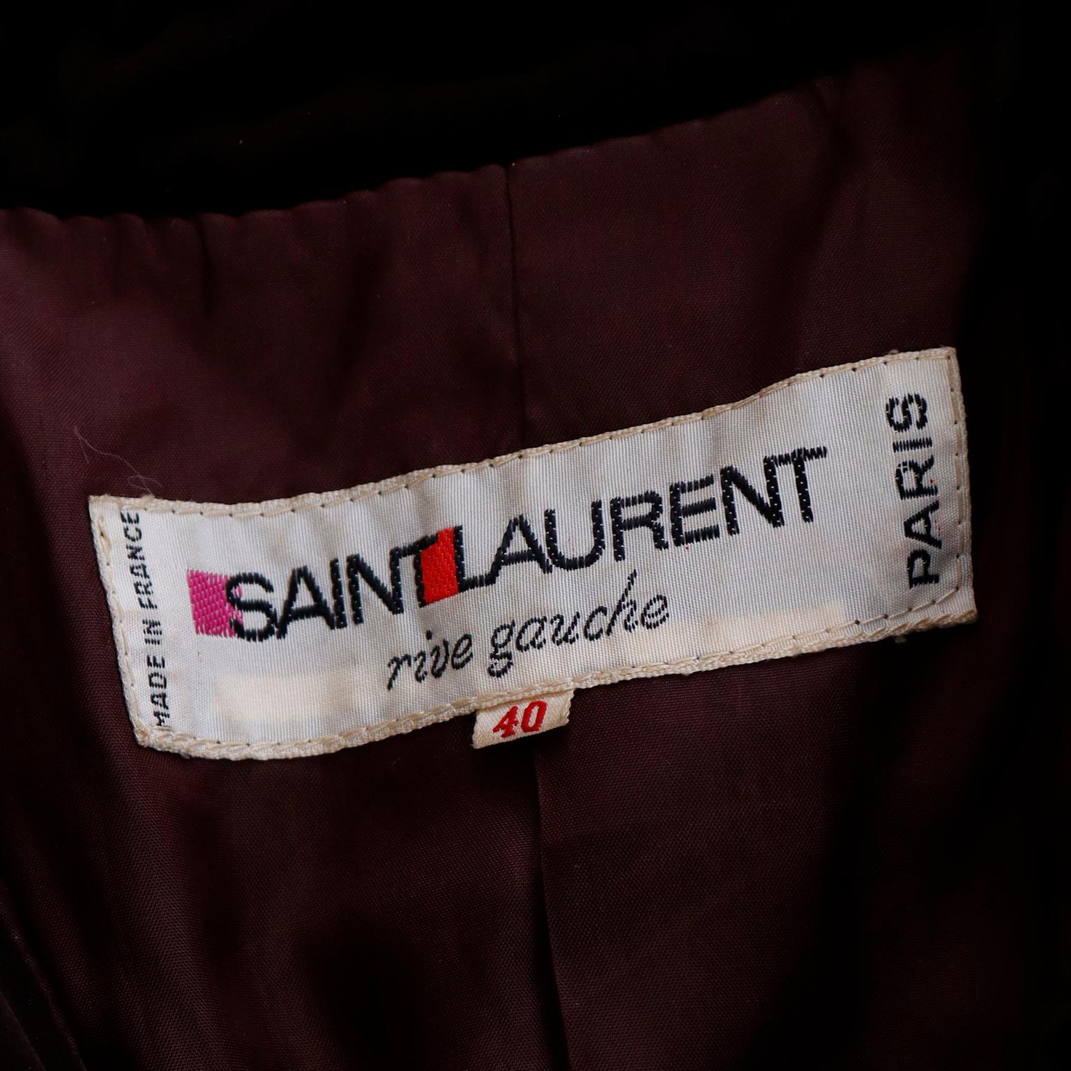Documented 1976 Yves Saint Laurent Russian Brown Velvet Jacket 5