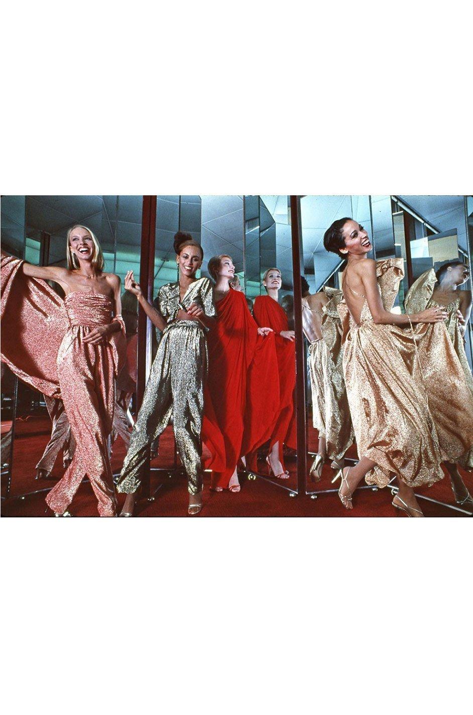 Documented 1978 Halston One Shoulder Red Draped Jersey Halston Dress 7