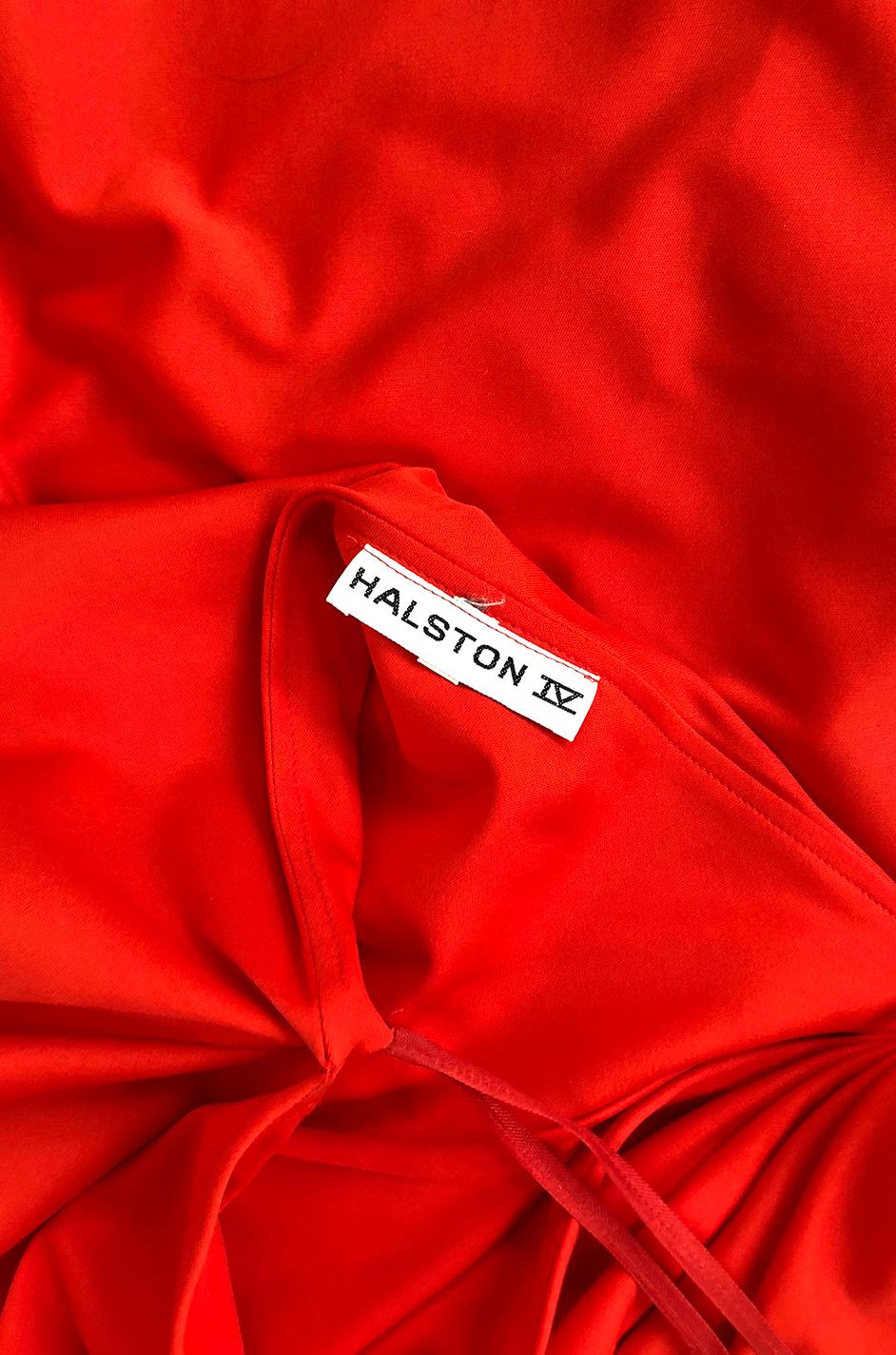 Documented 1978 Halston One Shoulder Red Draped Jersey Halston Dress 4