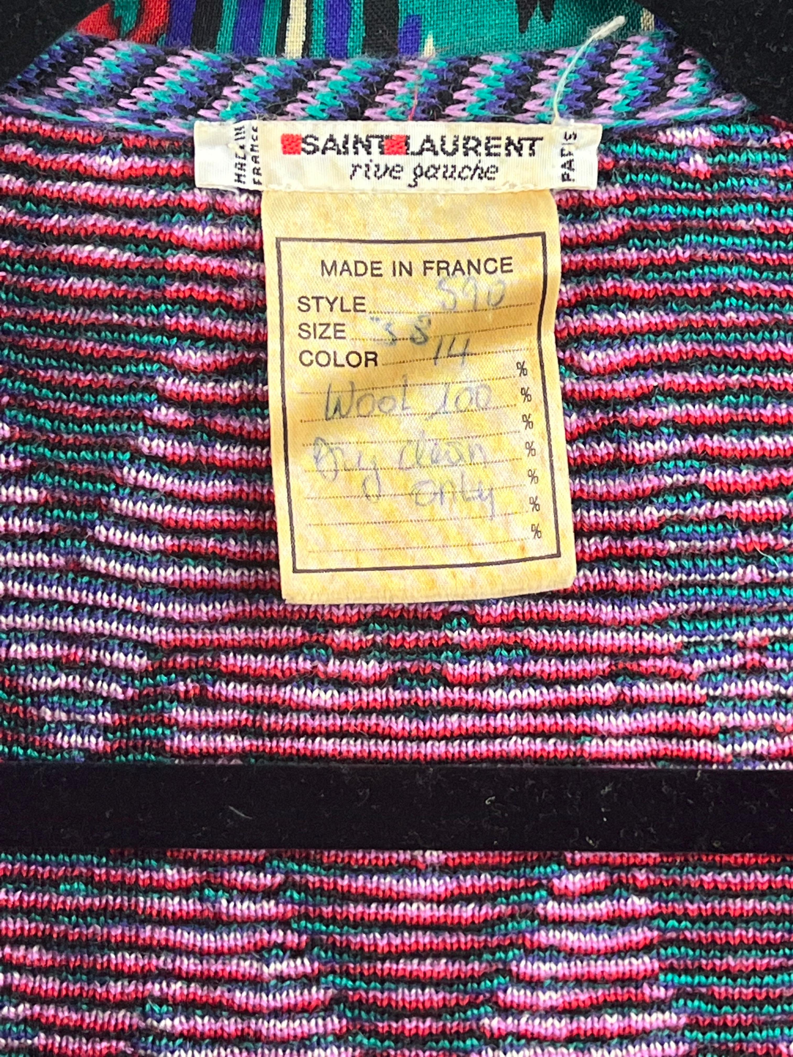 Documented 1979 Yves Saint Laurent Rive Gauche multicolor Ikat woven ensemble In Good Condition In CULEMBORG, GE
