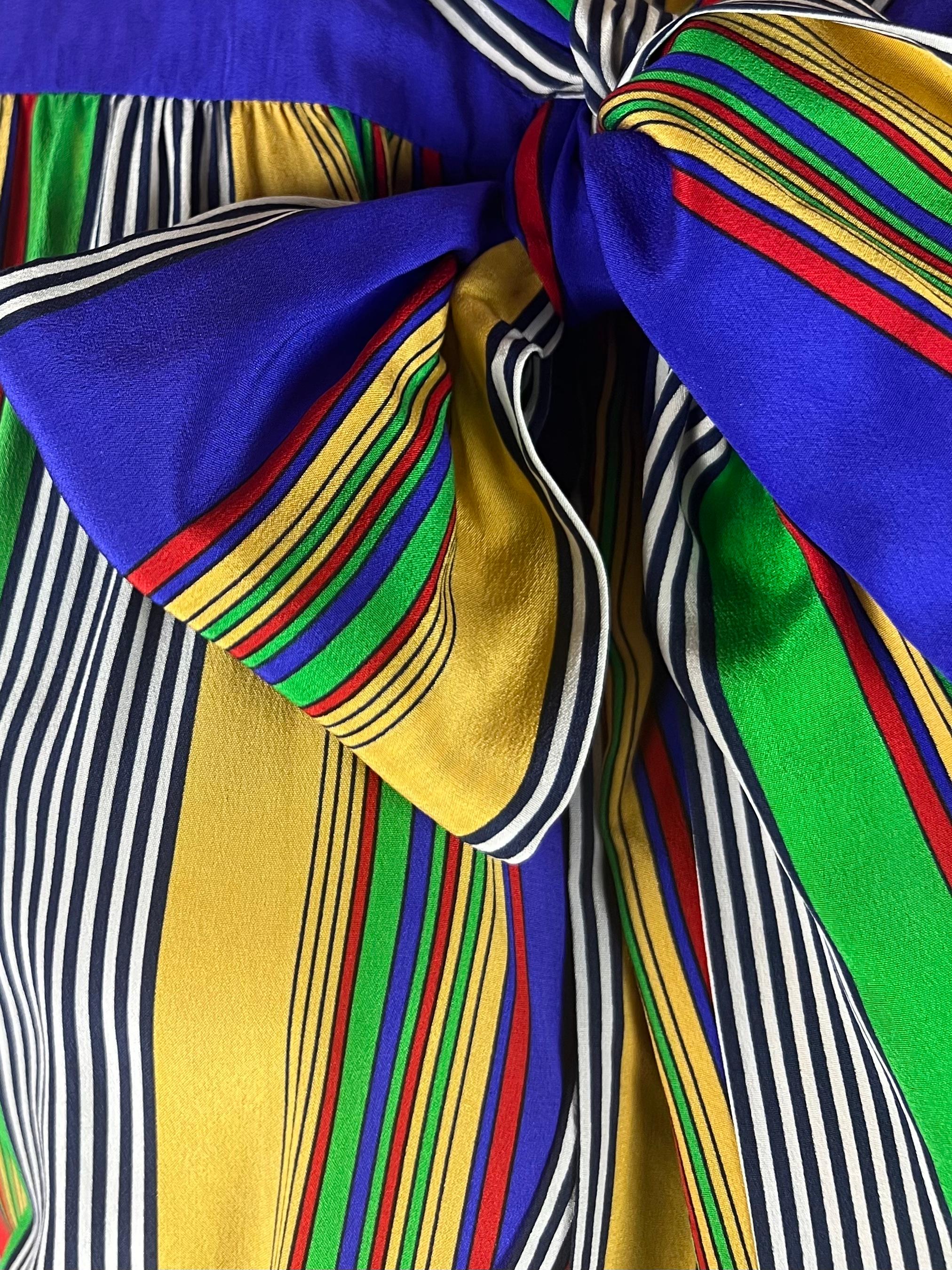 Documented 1982 Yves Saint Laurent multicolor striped dress For Sale 4