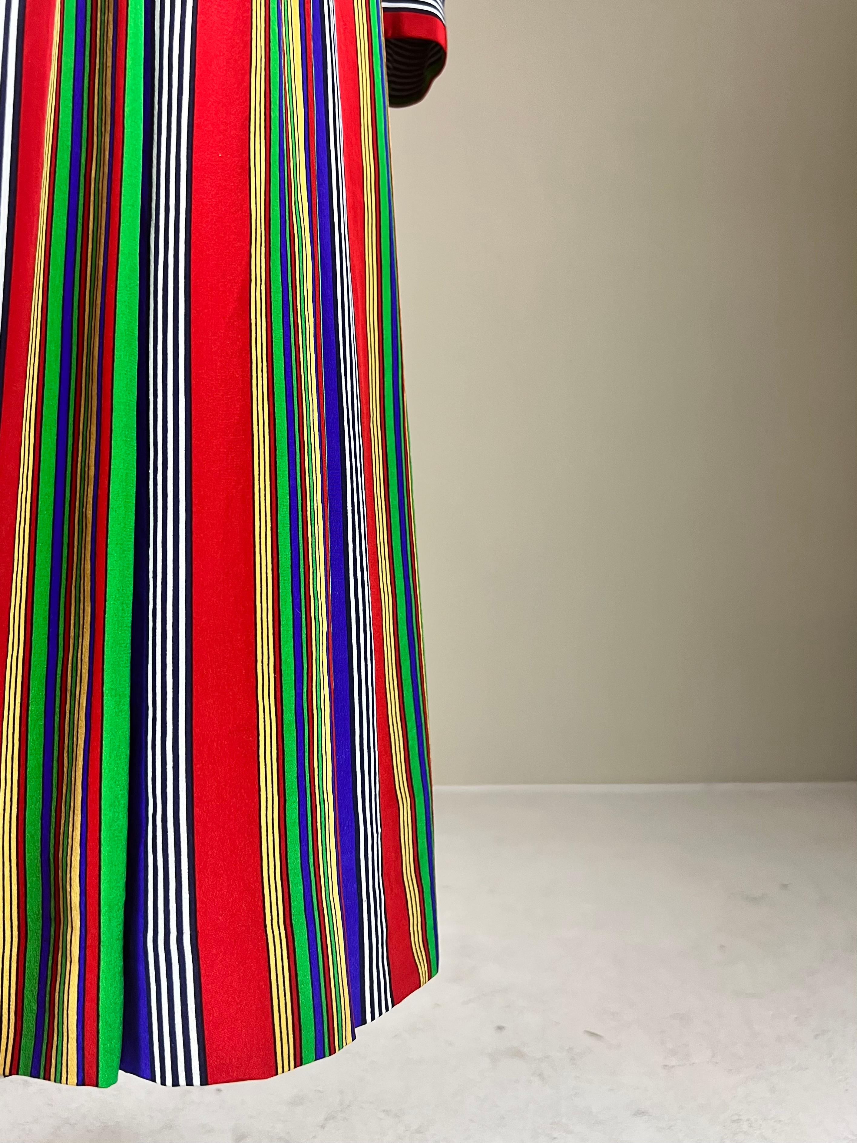 Documented 1982 Yves Saint Laurent multicolor striped dress For Sale 5