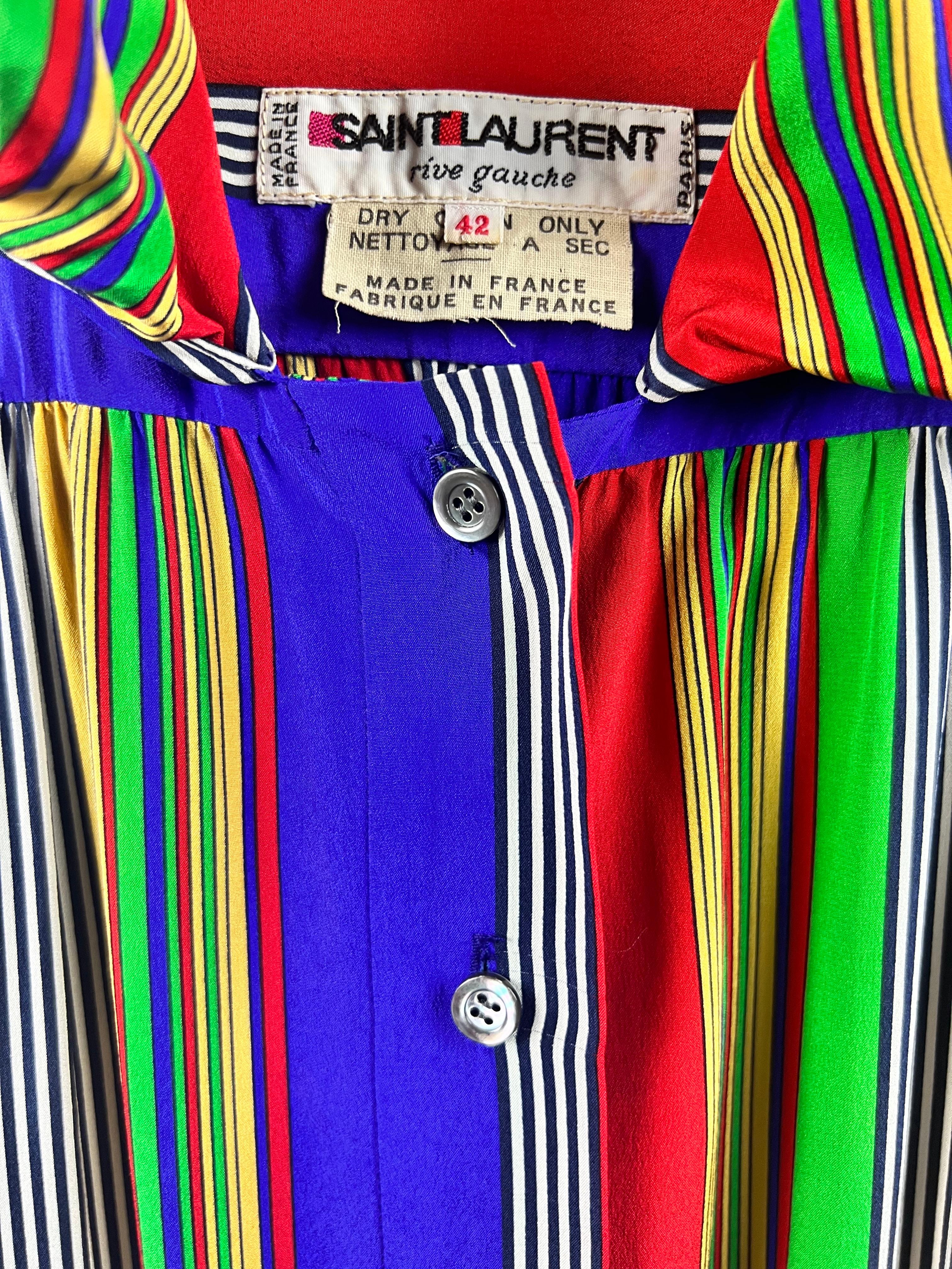 Robe à rayures multicolore documentée Yves Saint Laurent, 1982 Bon état - En vente à CULEMBORG, GE