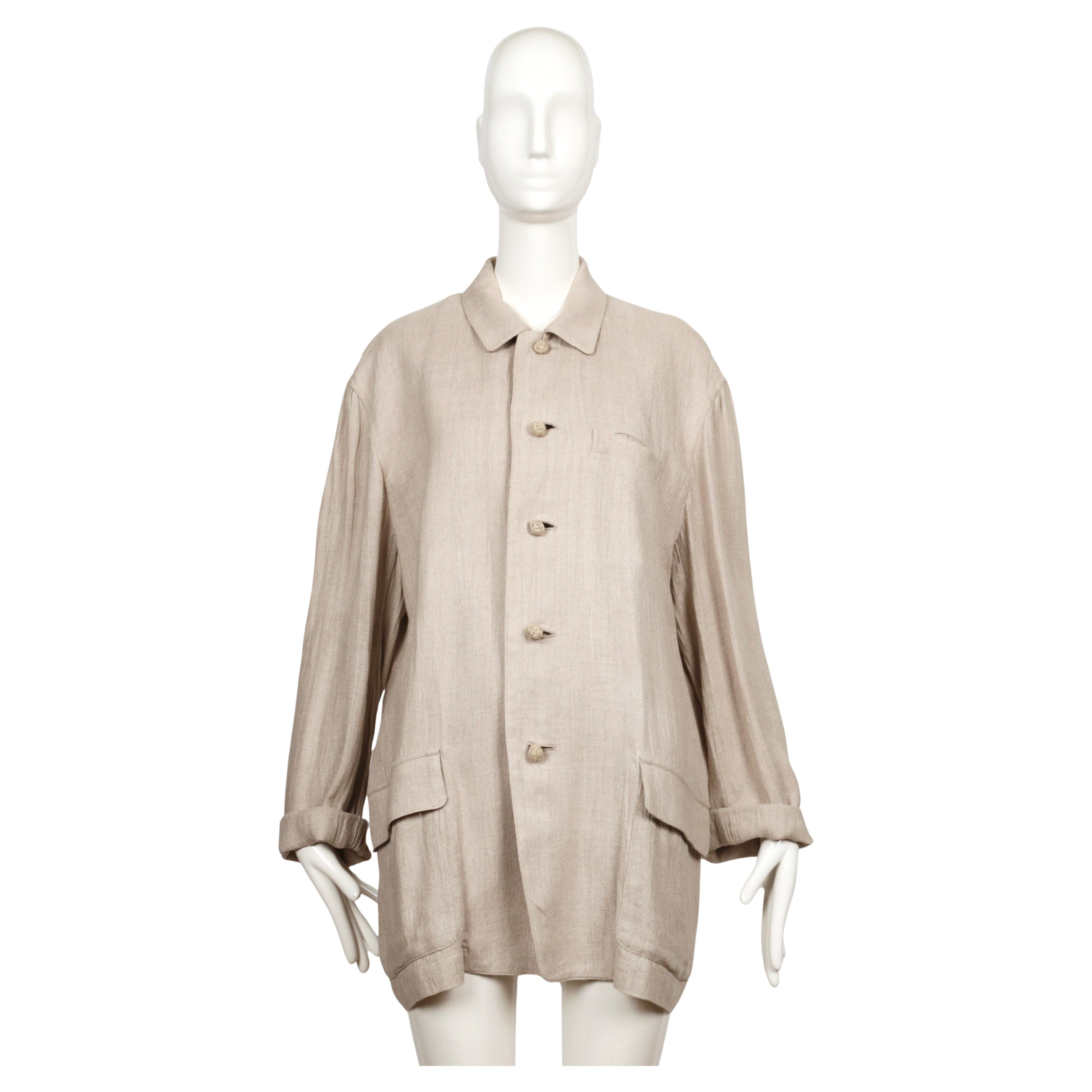 documented 1989 ISSEY MIYAKE PLANTATION linen jacket with knotted fabric buttons