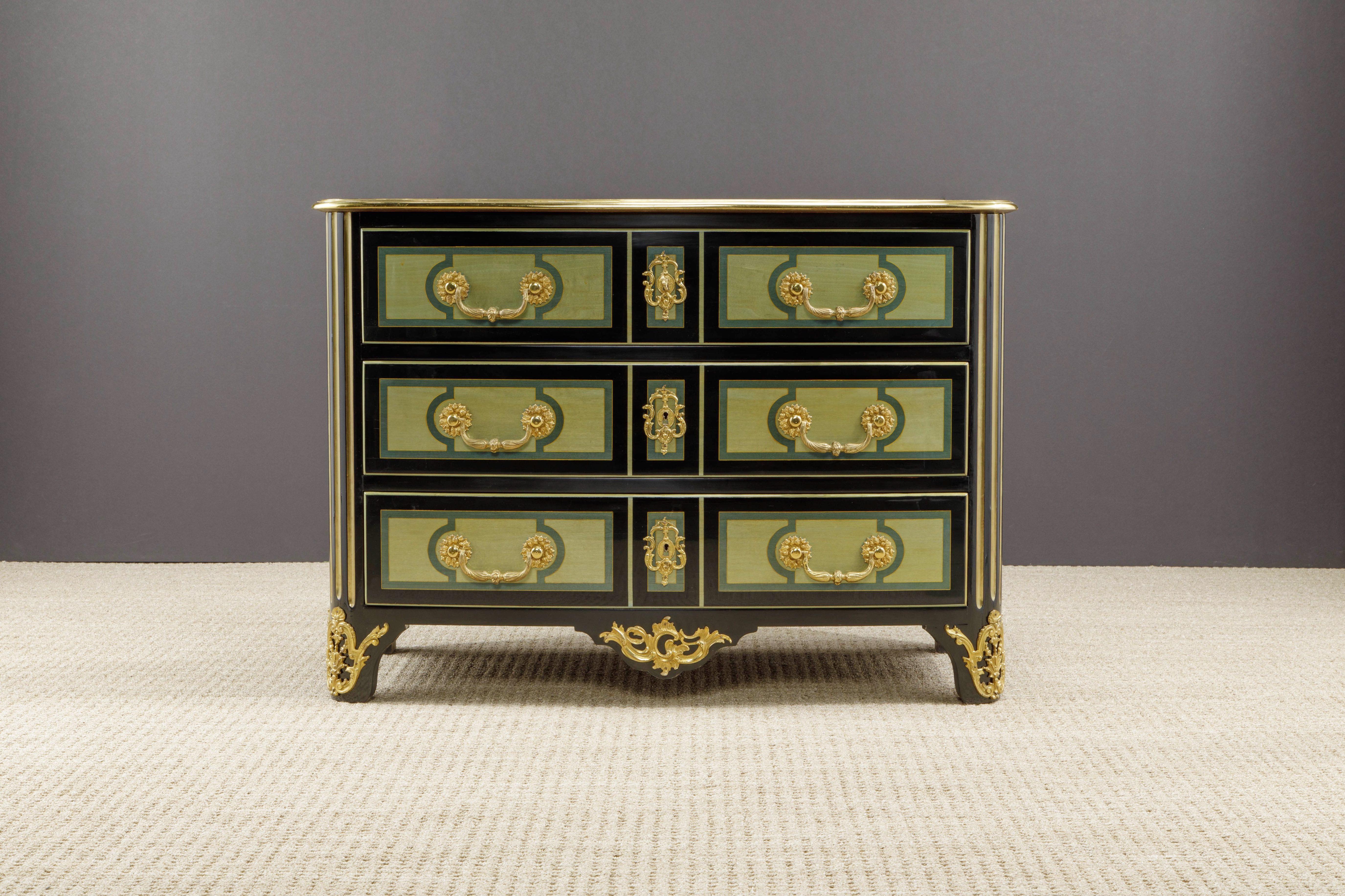 Magnificent and fine Maison Jansen ormolu mounted commode (France, c. 1950), documented in the book 'Jansen Furniture' by James Archer Abbot (see photos). 

This important cabinet was recently imported from the UK and was lightly restored here in