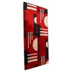 Documented Art Deco Machine Age Black, White, & Red Cubist Tapestry Detailing