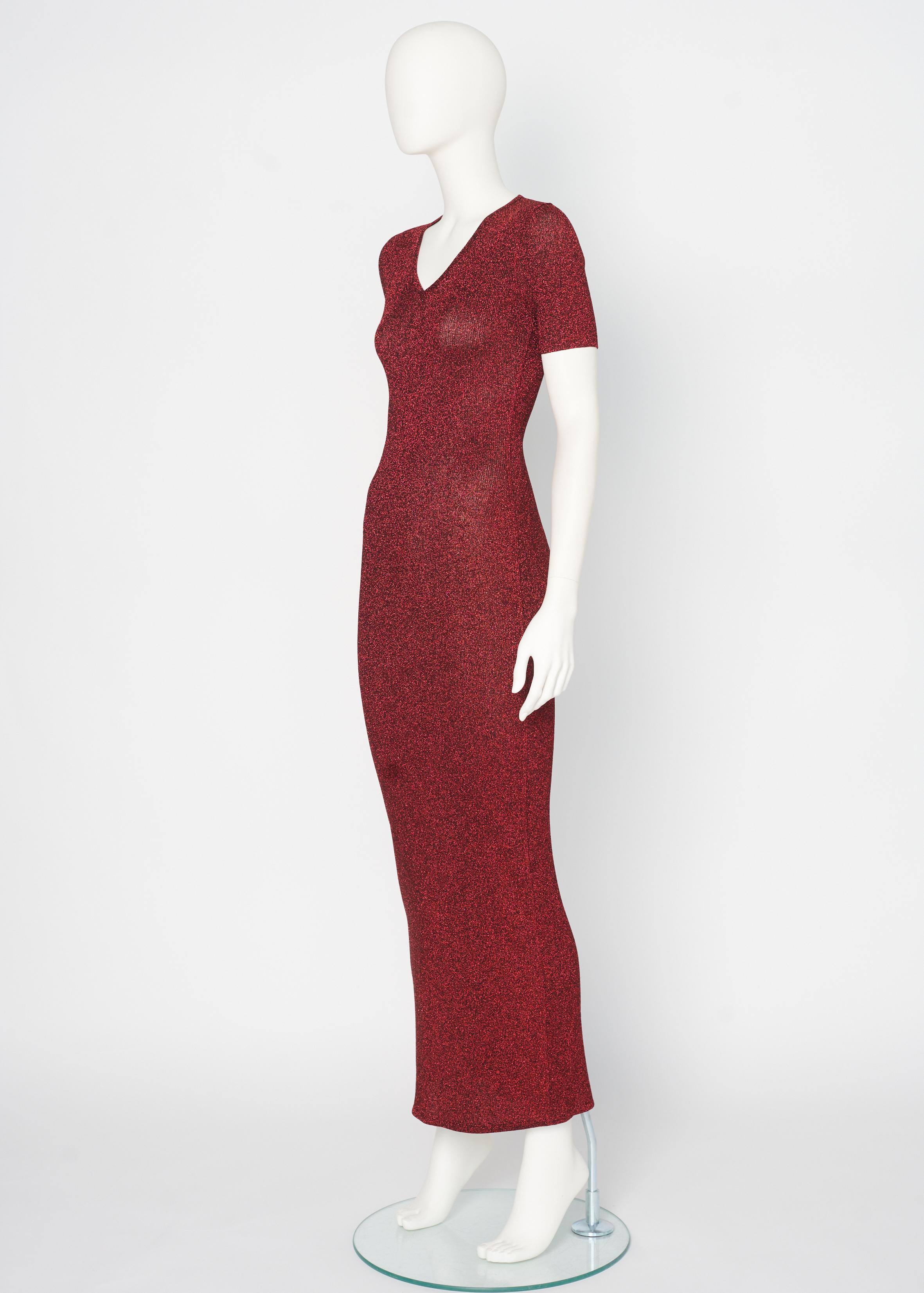 Dokumentiert Chanel by Karl Lagerfeld Laufsteg Metallisches Maxikleid aus Rippstrick, FW96 im Angebot 2