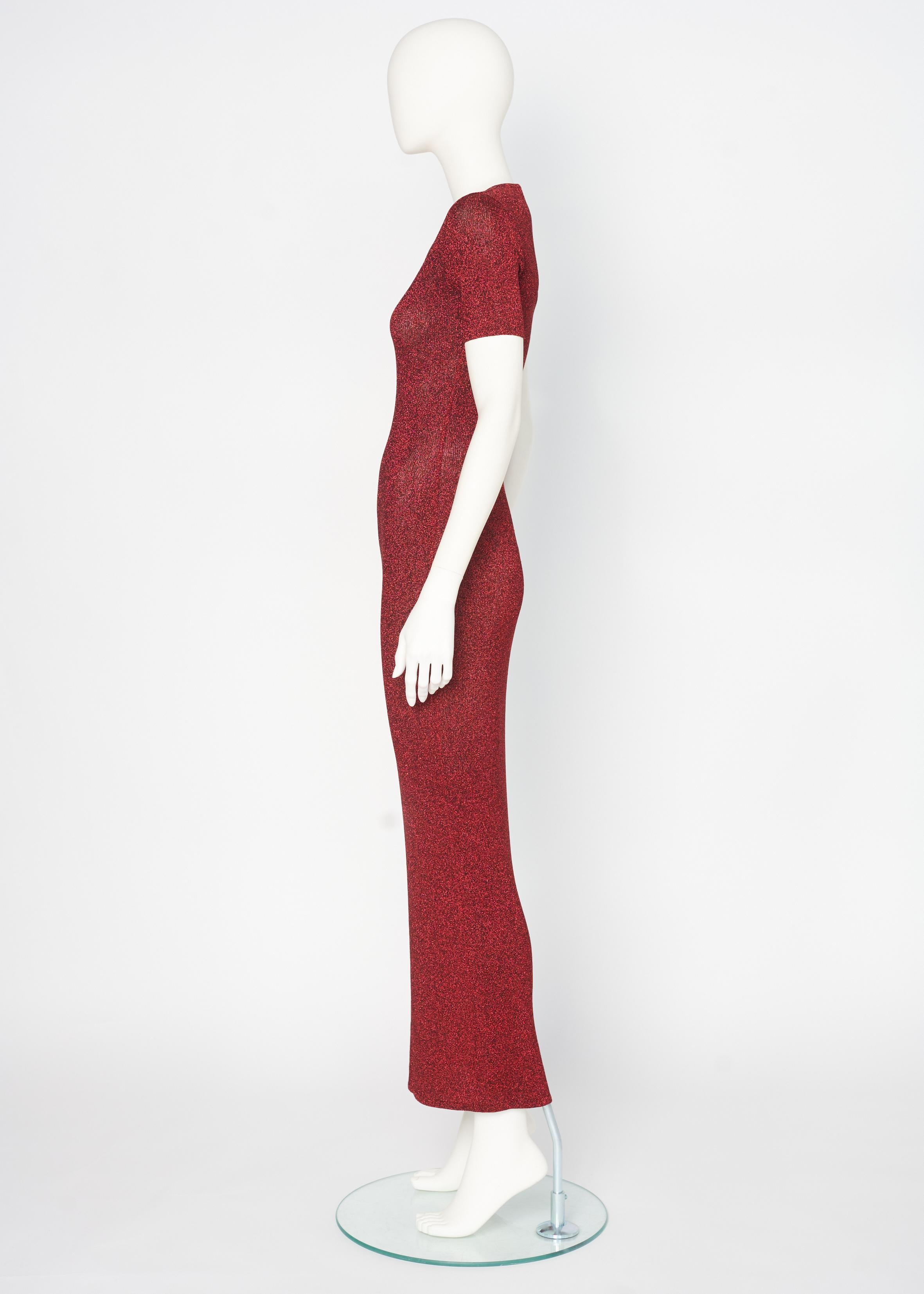 Dokumentiert Chanel by Karl Lagerfeld Laufsteg Metallisches Maxikleid aus Rippstrick, FW96 im Angebot 5