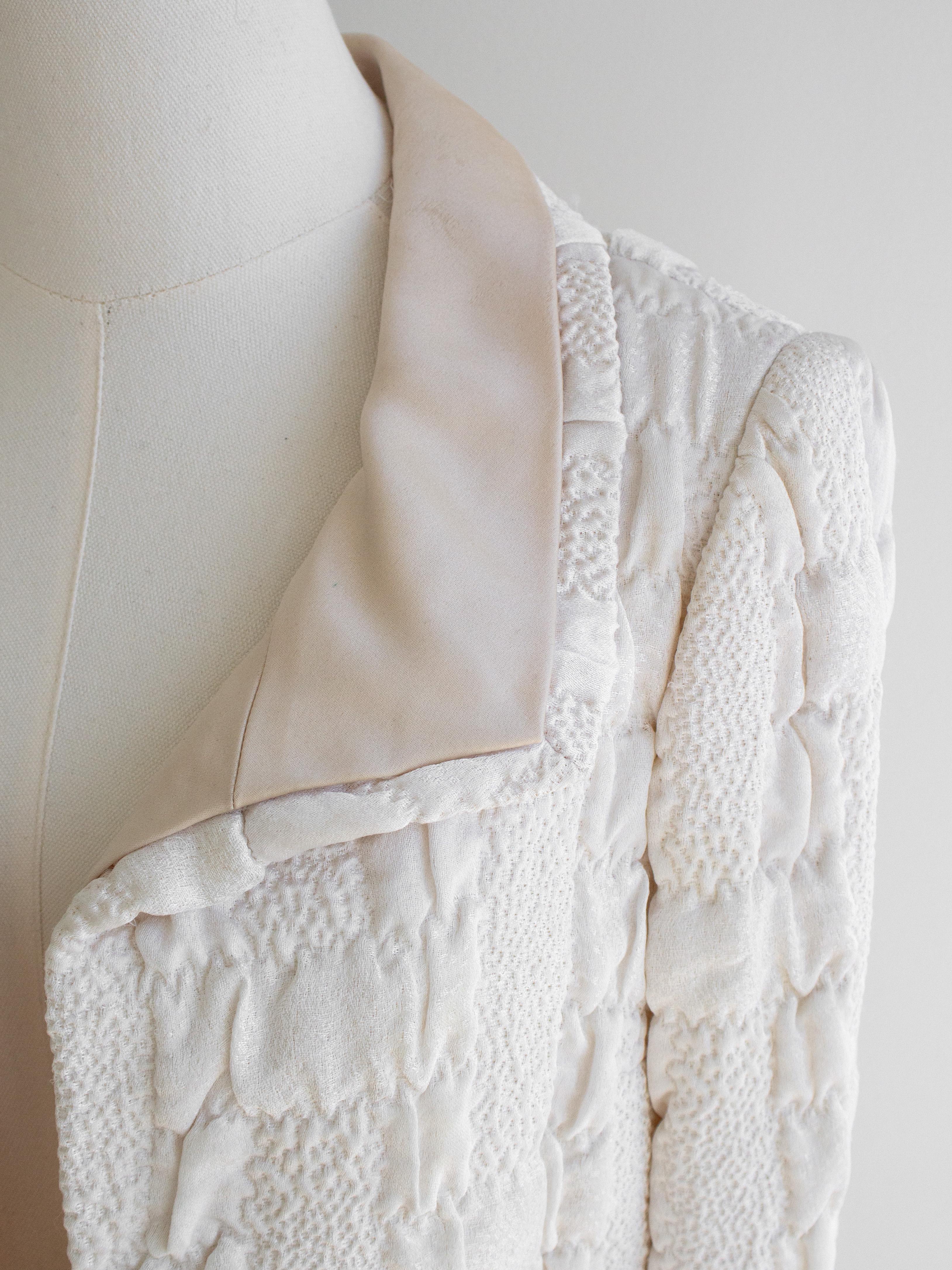 Documented Chanel Vintage Haute Couture 1965 White Cream Textured Silk Jacket 2