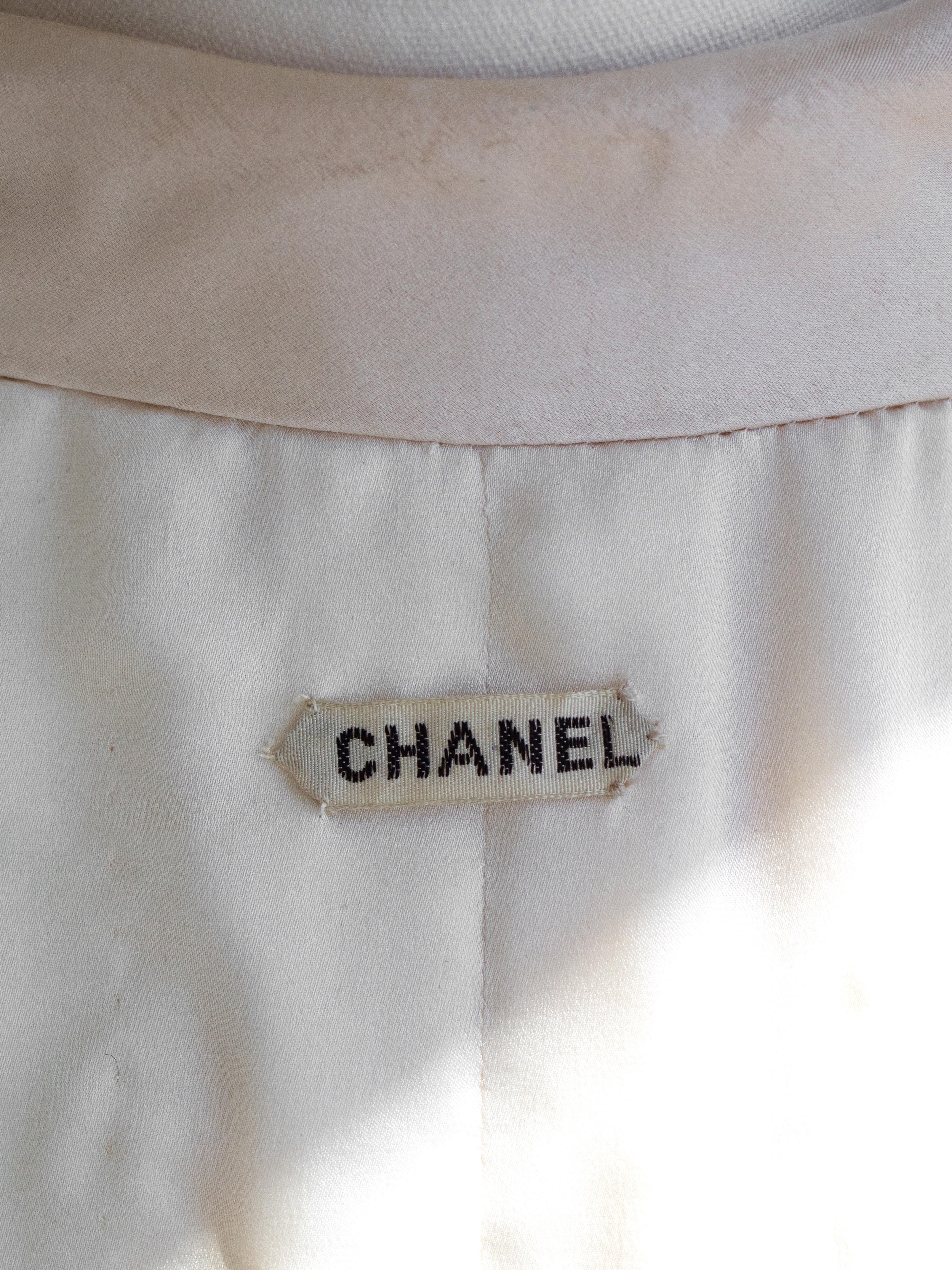 Documented Chanel Vintage Haute Couture 1965 White Cream Textured Silk Jacket 6