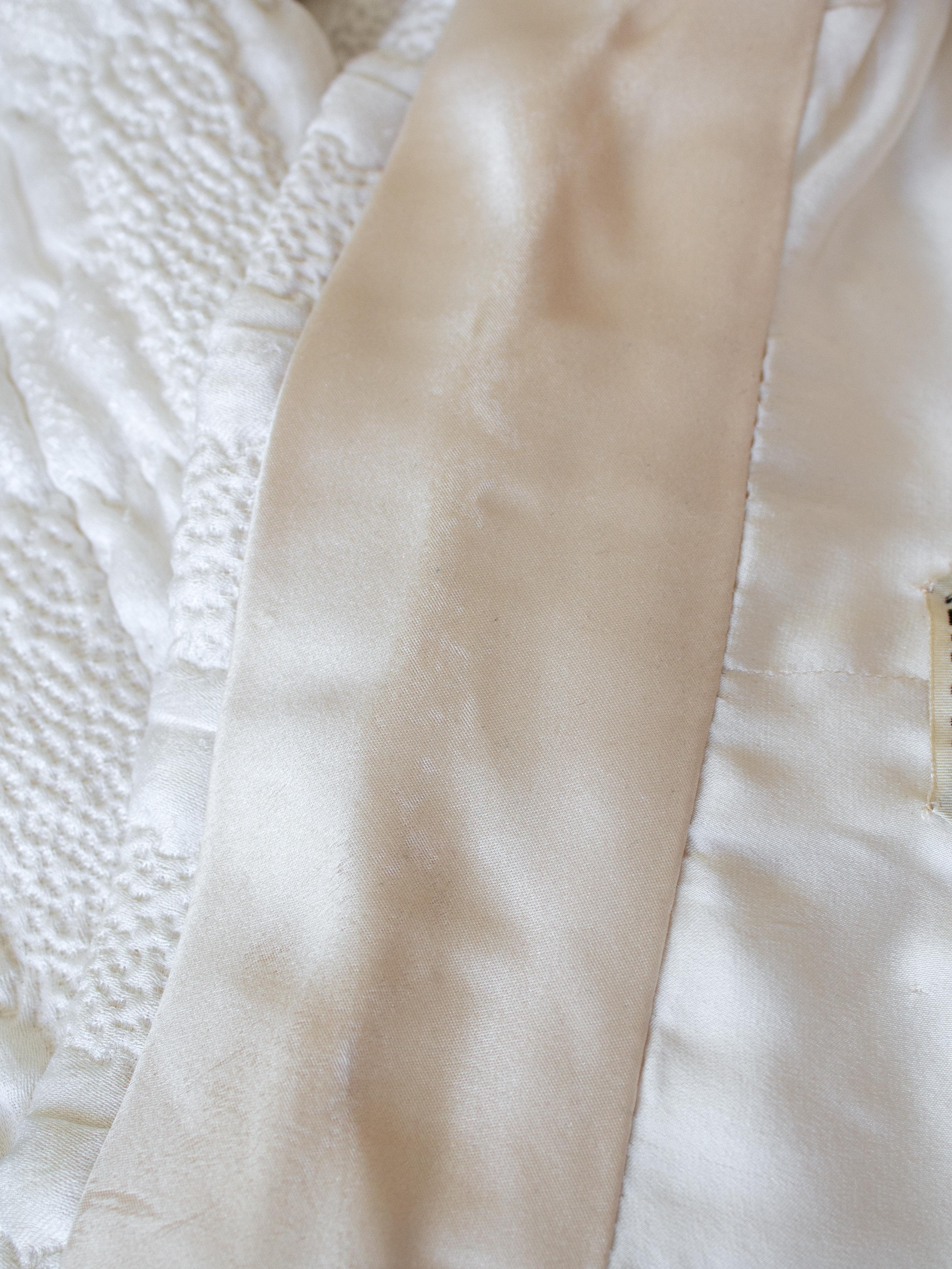 Documented Chanel Vintage Haute Couture 1965 White Cream Textured Silk Jacket For Sale 9