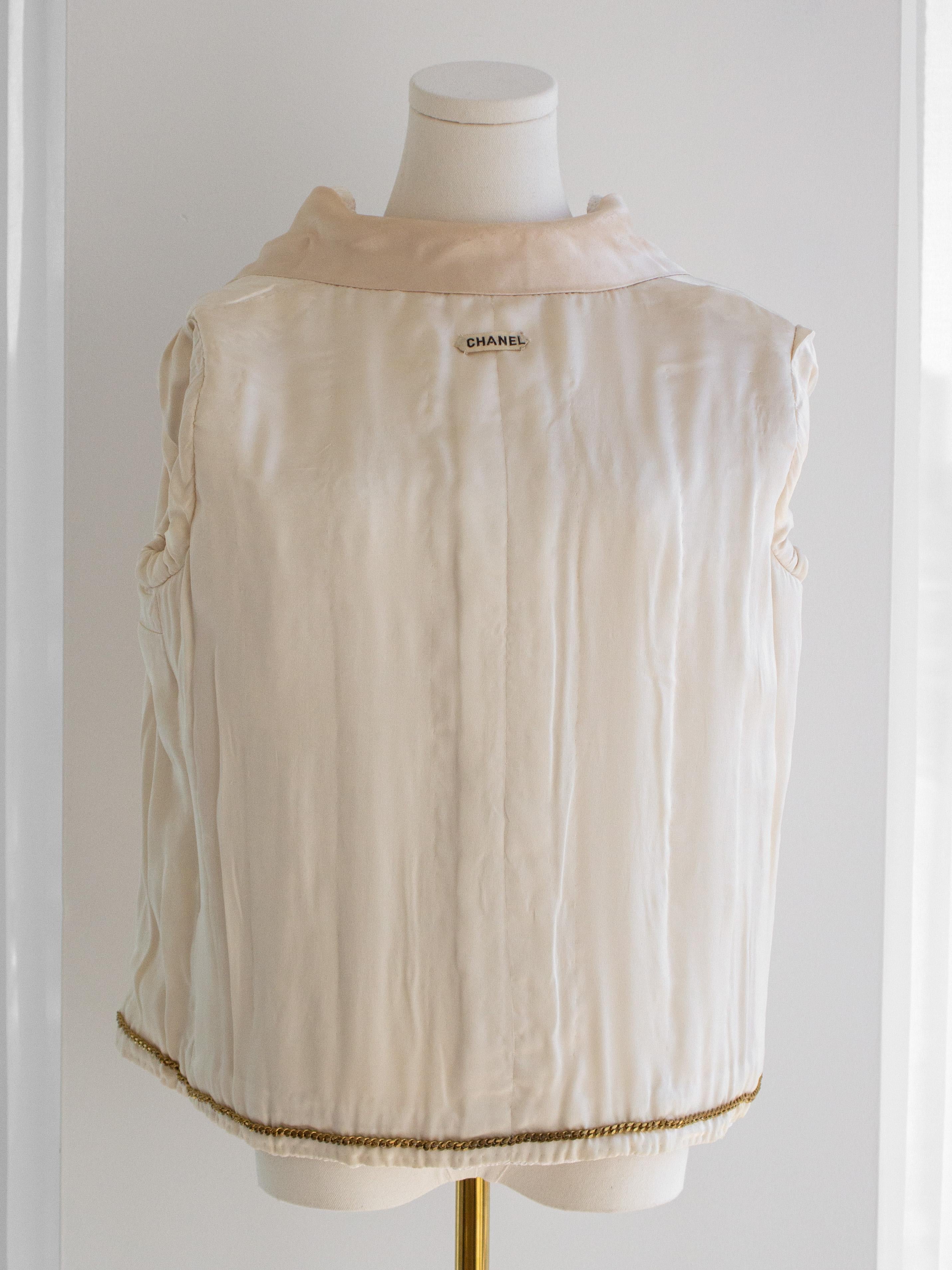 Documented Chanel Vintage Haute Couture 1965 White Cream Textured Silk Jacket 9