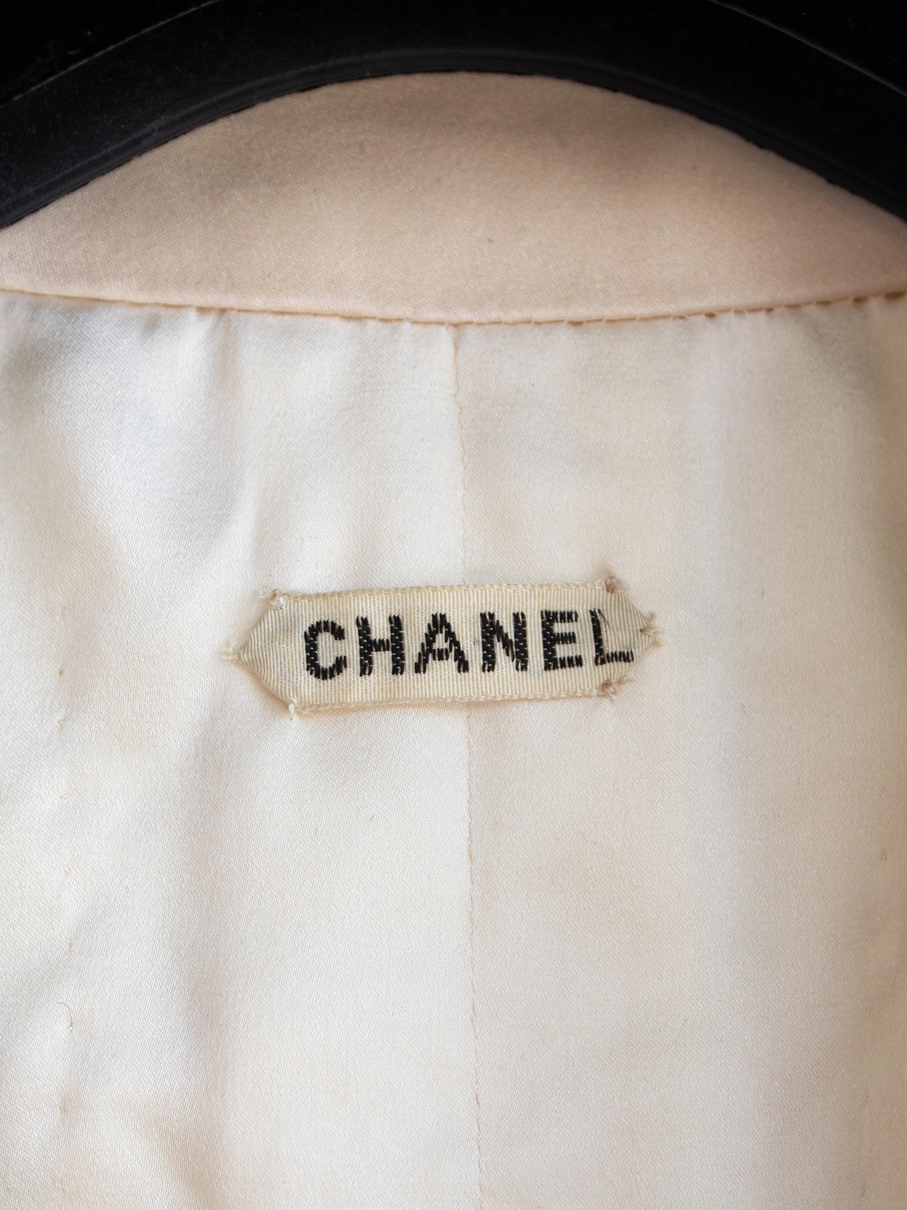 Dokumentierte Chanel Vintage Haute Couture 1965 Weiß Creme texturierte Seidenjacke im Angebot 5