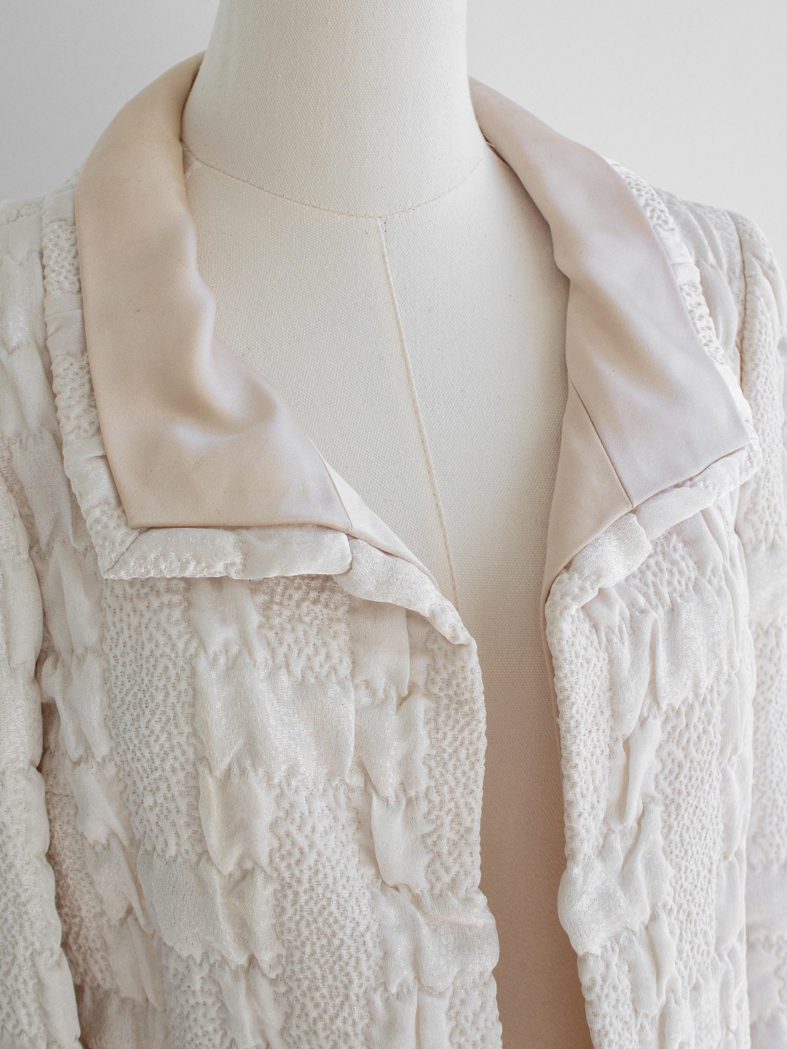 Documented Chanel Vintage Haute Couture 1965 White Cream Textured Silk Jacket 1