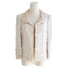 Documented Chanel Vintage Haute Couture 1965 White Cream Textured Silk Jacket