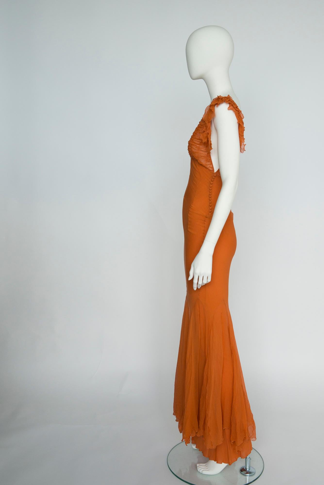 Documented Christian Dior By John Galliano Ruched Silk-Chiffon Gown, FW2004 7