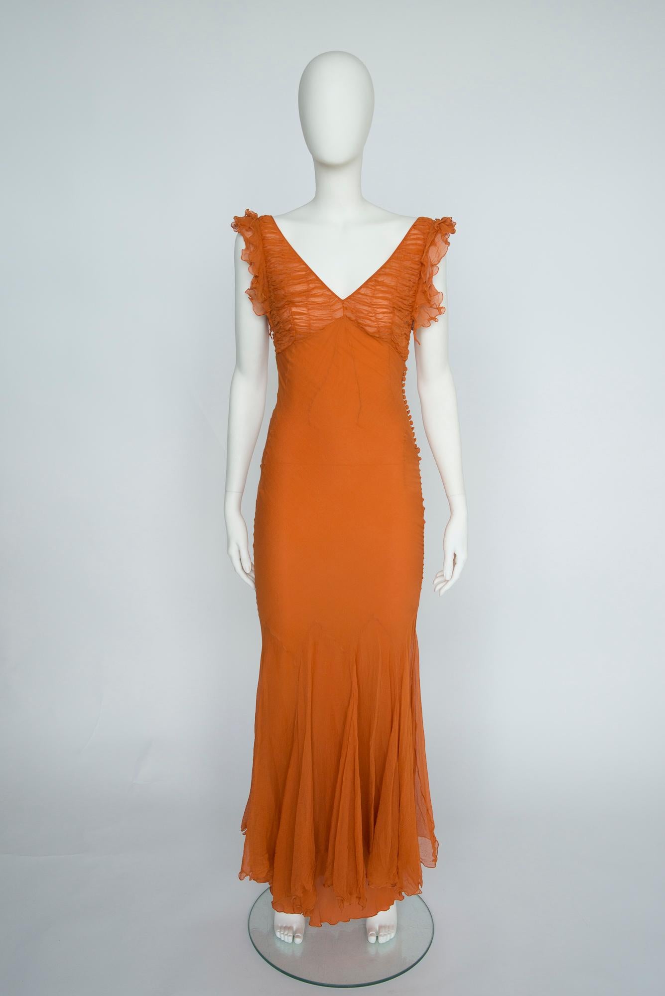 Women's Documented Christian Dior By John Galliano Ruched Silk-Chiffon Gown, FW2004