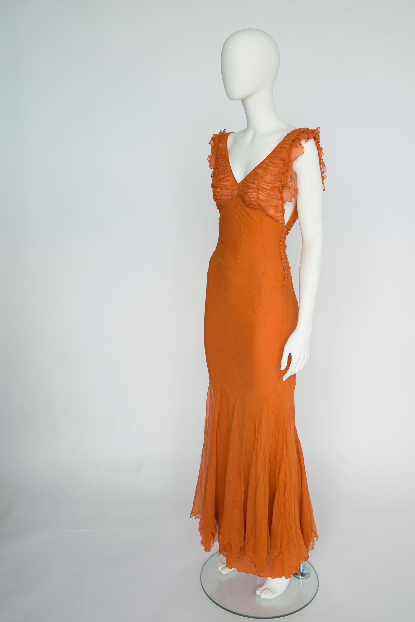 Documented Christian Dior By John Galliano Ruched Silk-Chiffon Gown, FW2004 4