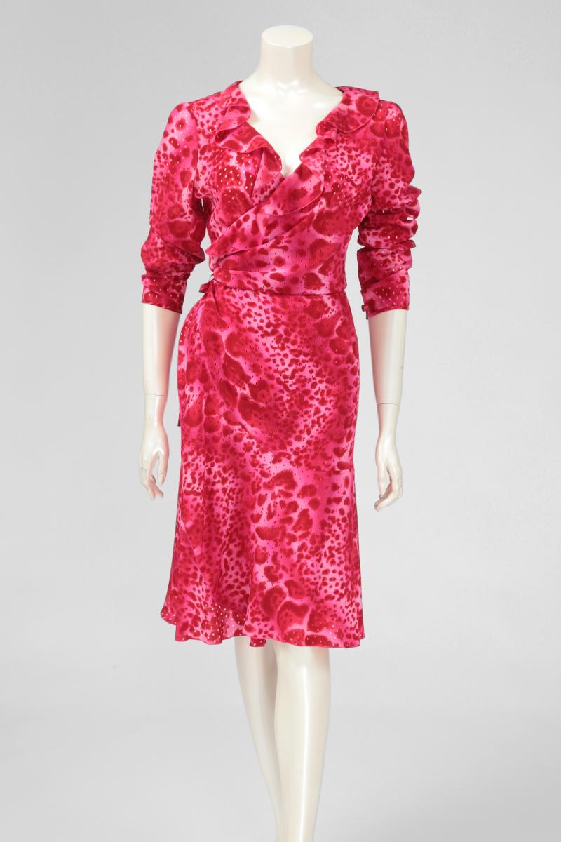 Documented Emanuel Ungaro Silk Leopard Print Wrap Dress, Spring-Summer 2000 In Good Condition For Sale In Geneva, CH