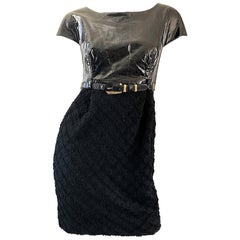 Abito documentato Gianni Versace Couture Vintage A/I 1994 in lana PVC nero anni '90