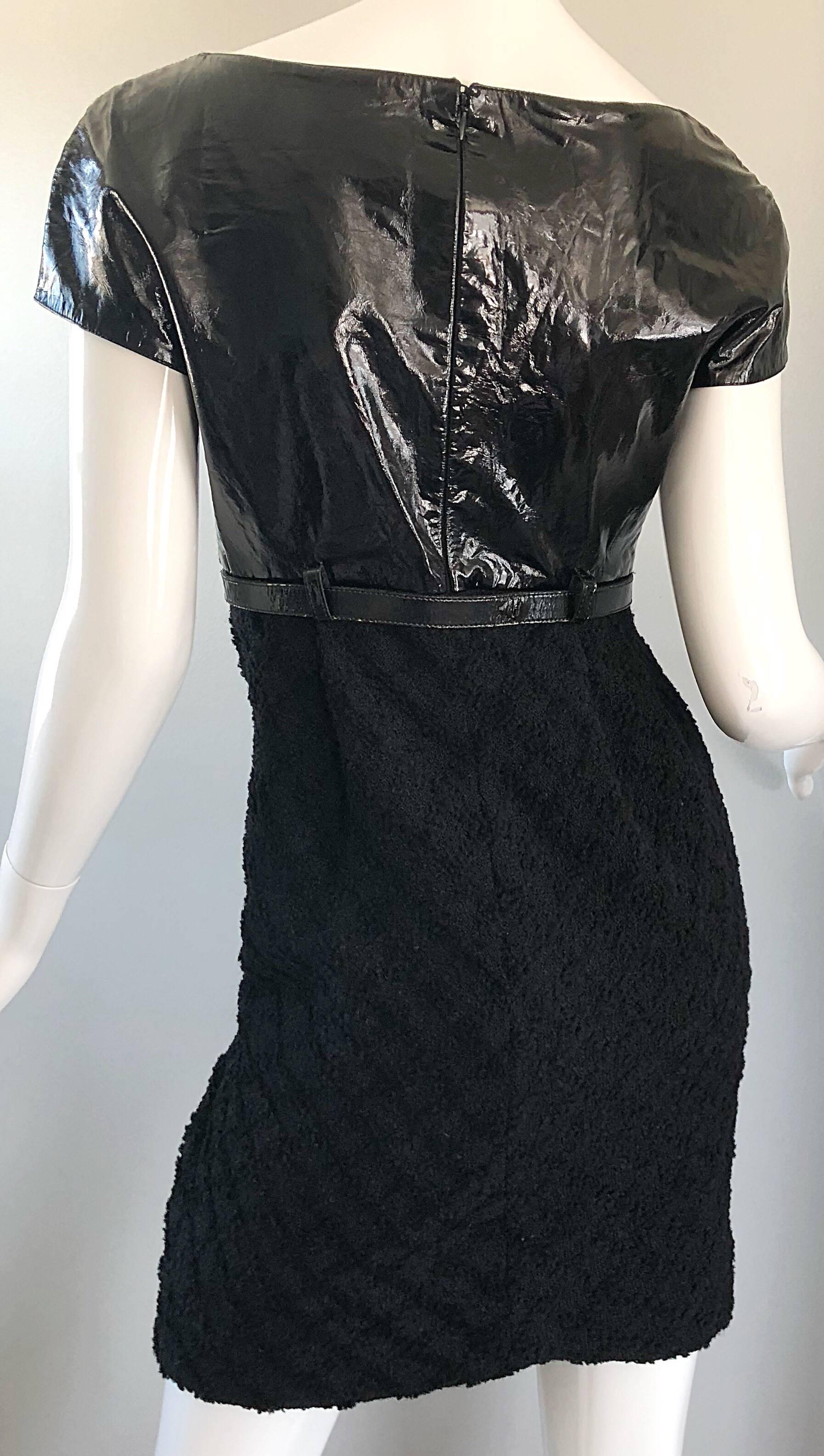 Documented Gianni Versace Couture Vintage F/W 1994 Black PVC Wool 90s Dress For Sale 5