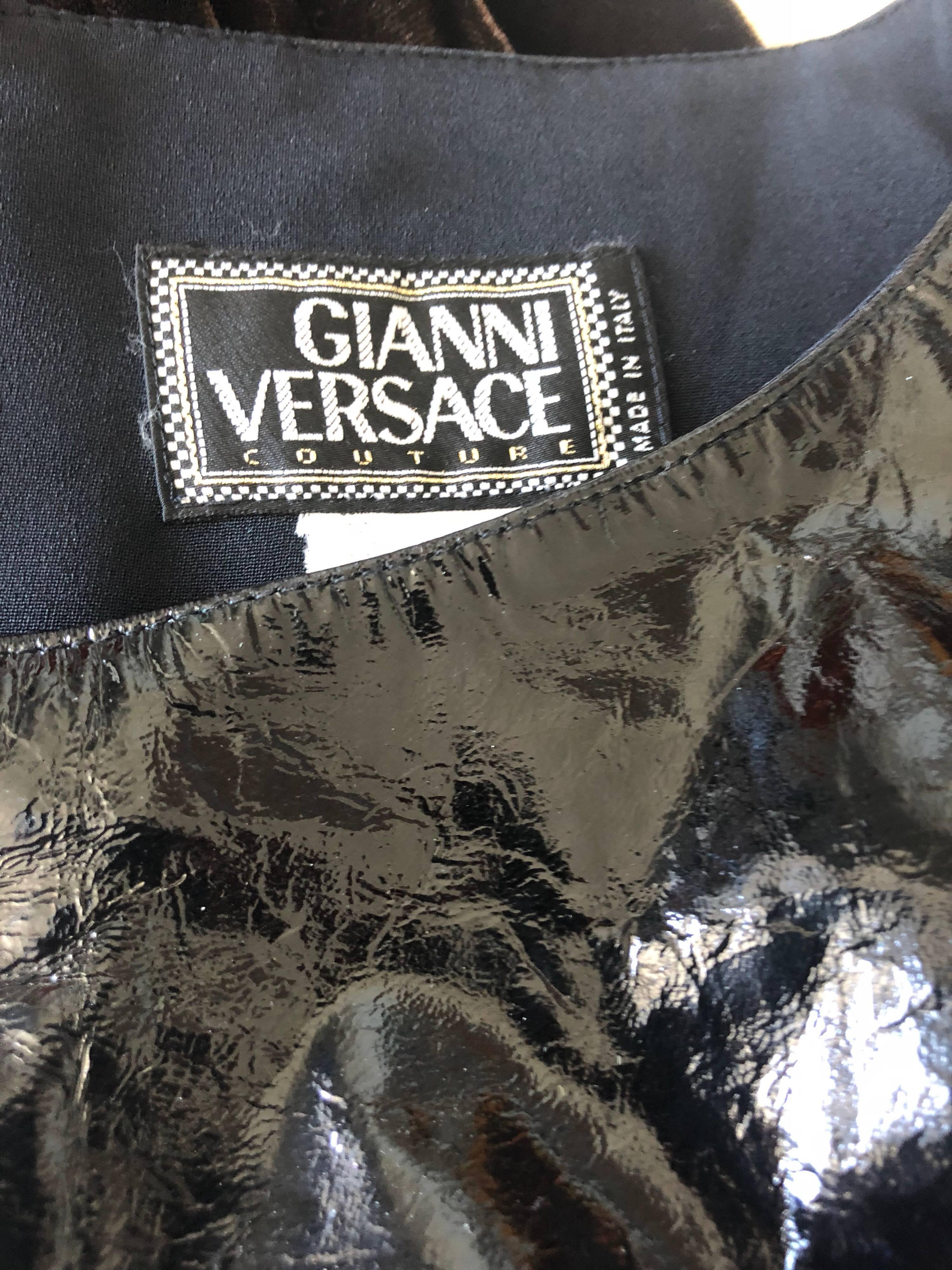 Gianni Versace Couture Robe vintage en laine PVC noir, F/W 1994 en vente 9
